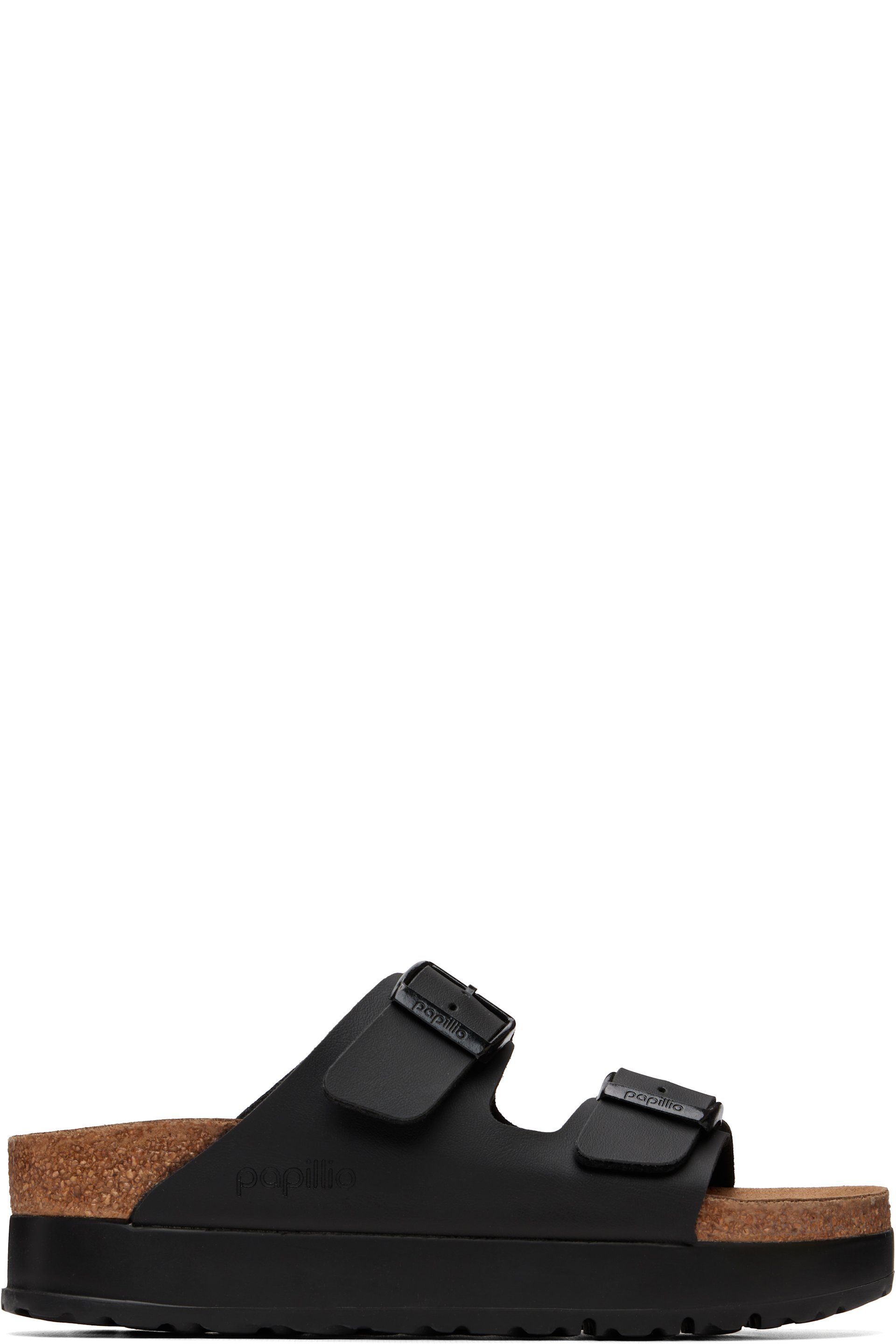 Birkenstock - Sandales étroits Arizona noires en Birko-Flor à plateforme