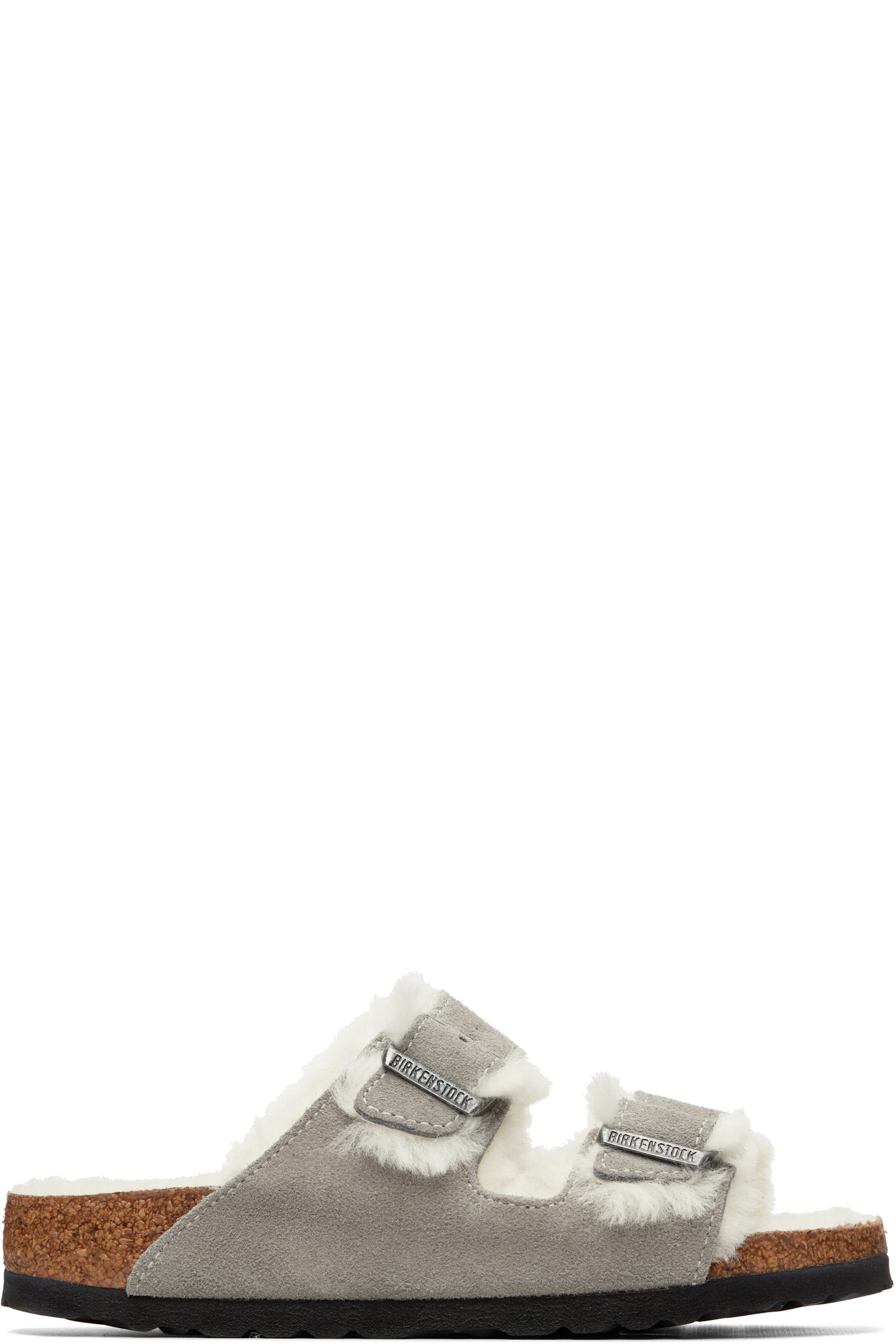 Birkenstock - Gray Narrow Arizona Shearling Sandals