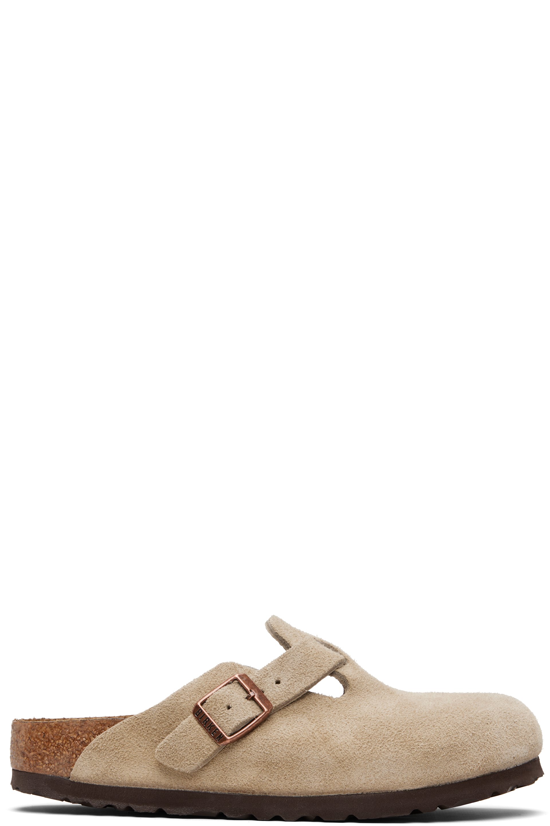 Birkenstock - Taupe Regular Boston Soft Footbed Suede Leather Loafers
