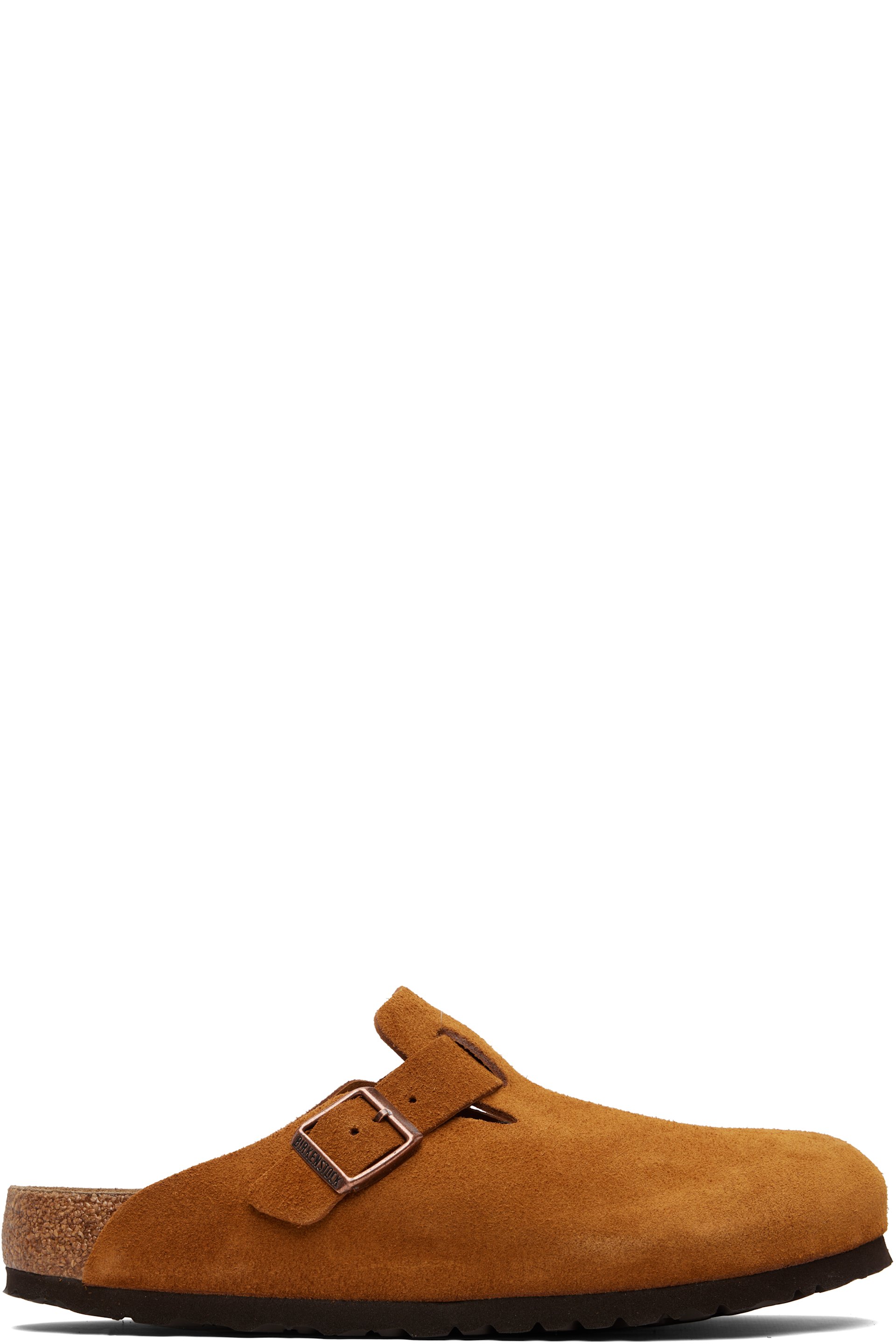 Birkenstock - Tan Regular Boston Soft Footbed Suede Leather Loafers