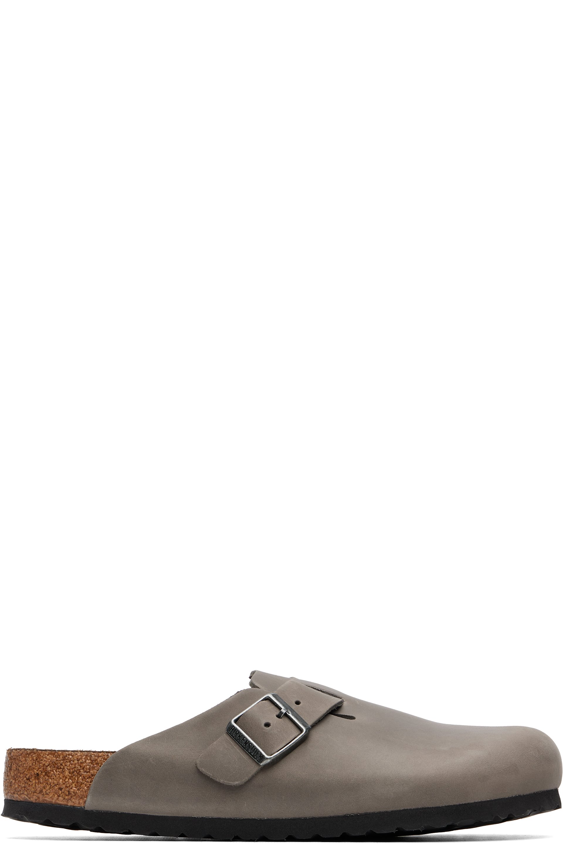 Birkenstock - Gray Regular Boston Soft Footbed Oiled Leather Loafers