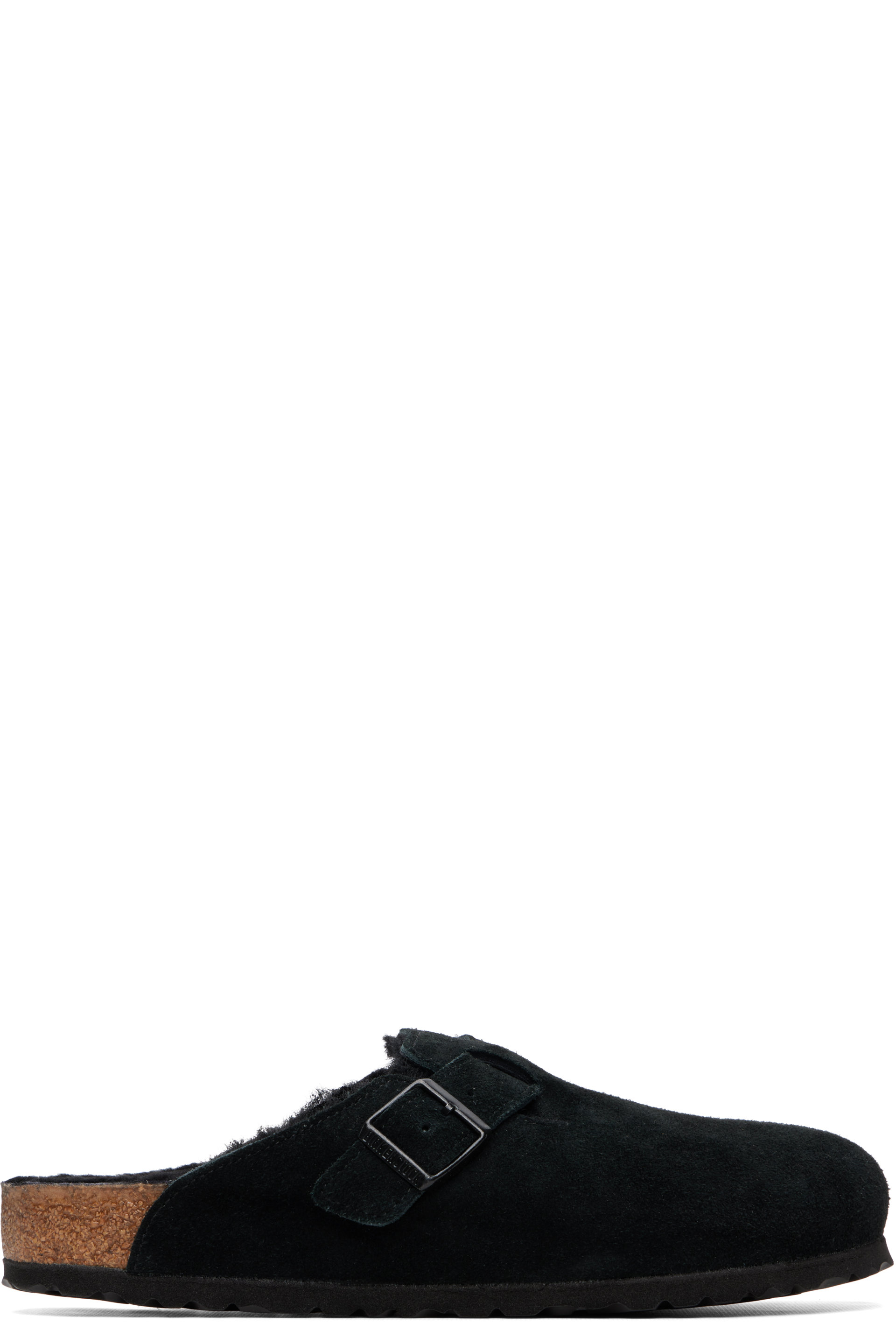 Birkenstock - Flâneurs Boston noirs à doublure en peau retournée
