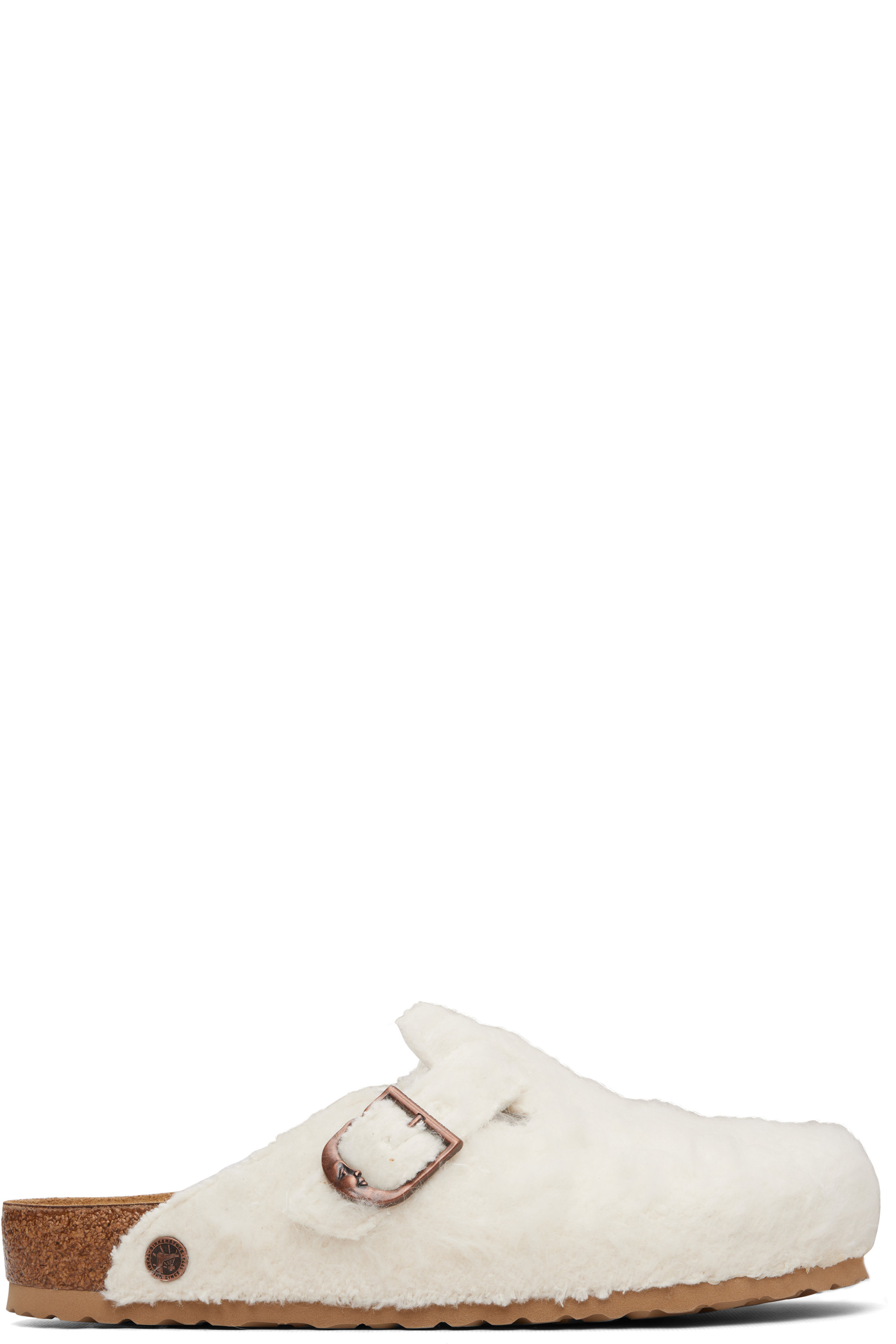 Birkenstock - Off-White Boston Wooly Moon Buckle Loafers