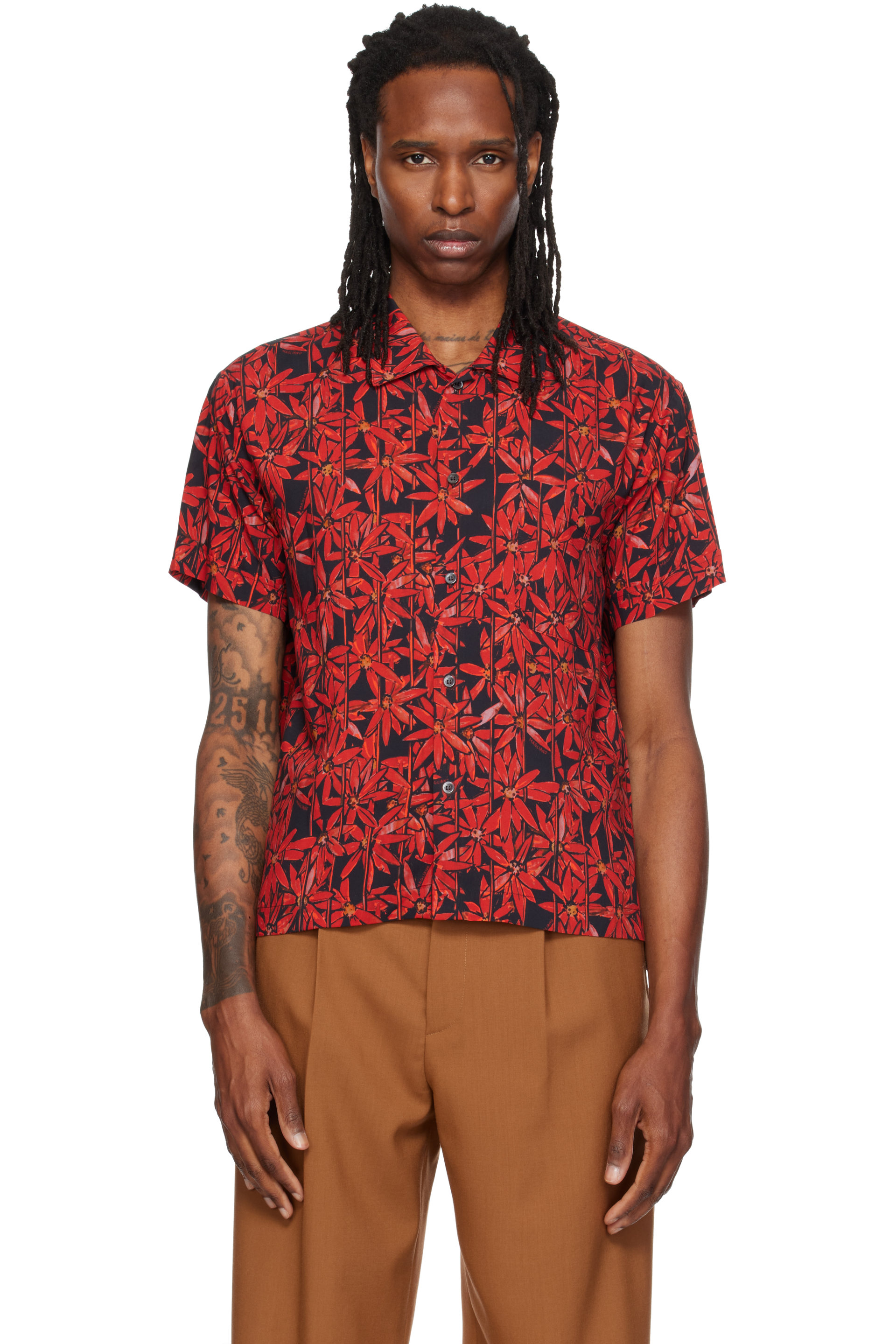Magliano - Red & Black 'Behind Bars Flowers' Shirt