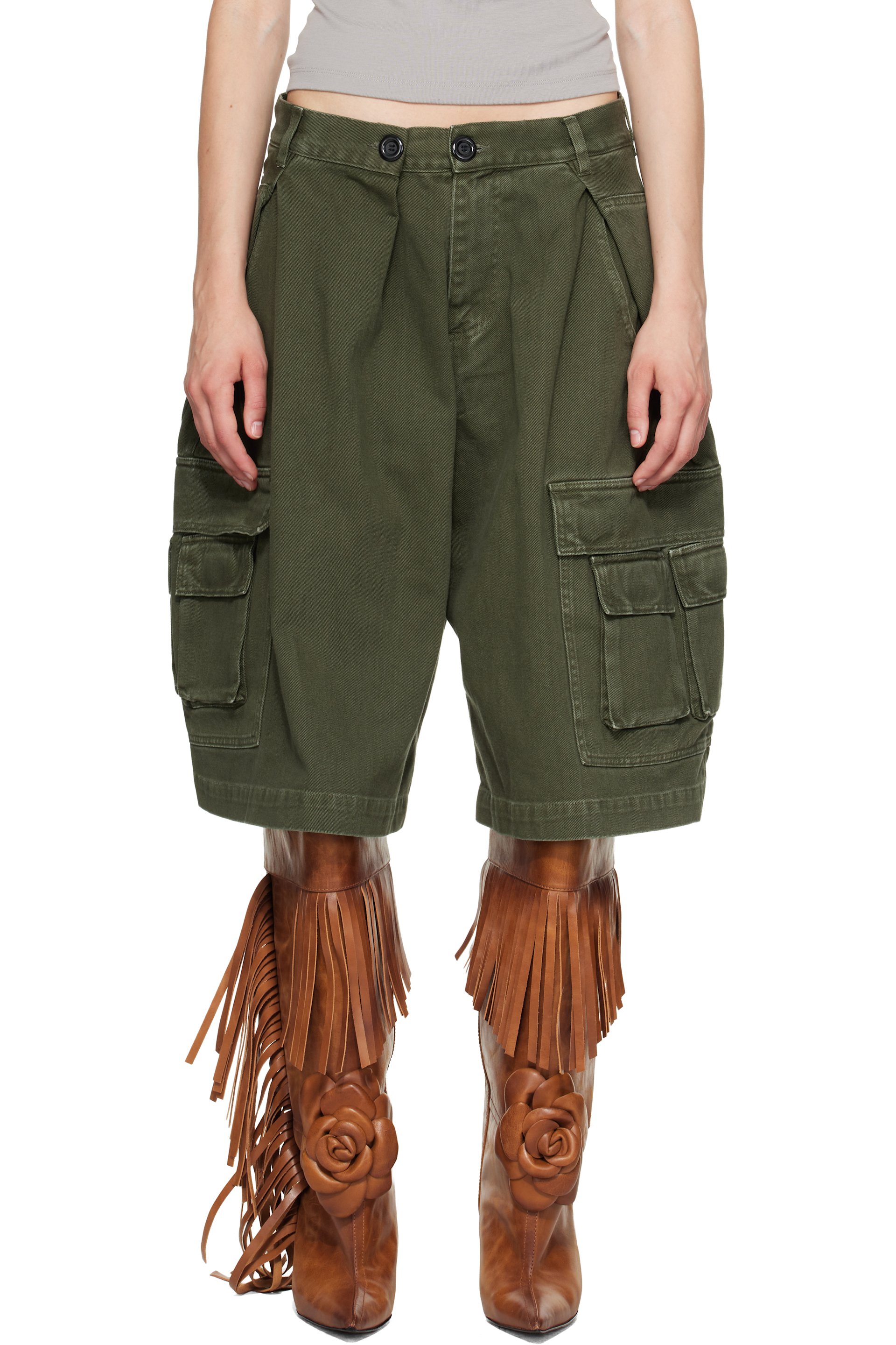 ABRA - Khaki Cotton Cargo Shorts