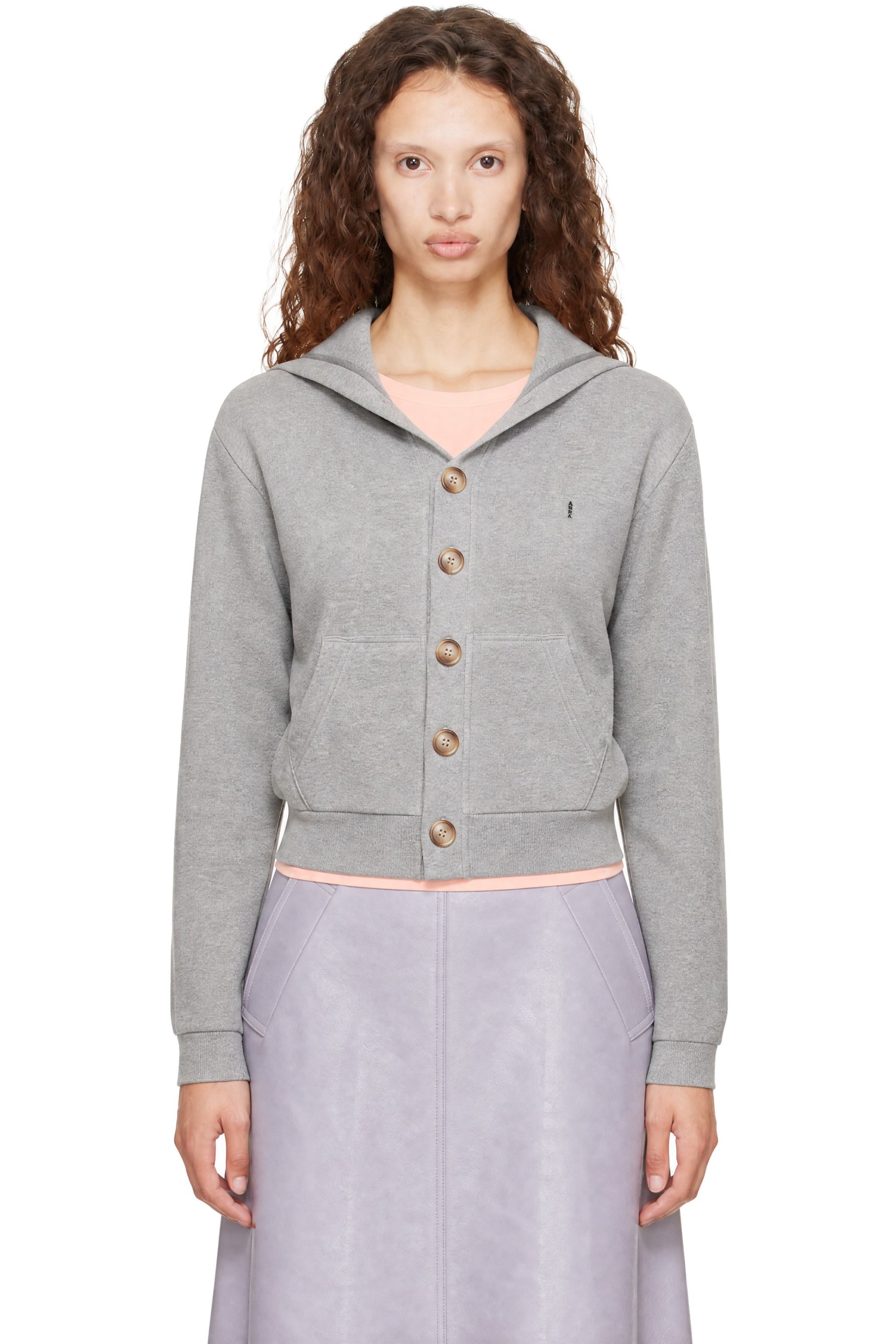 ABRA - Cardigan gris au col marin à boutons