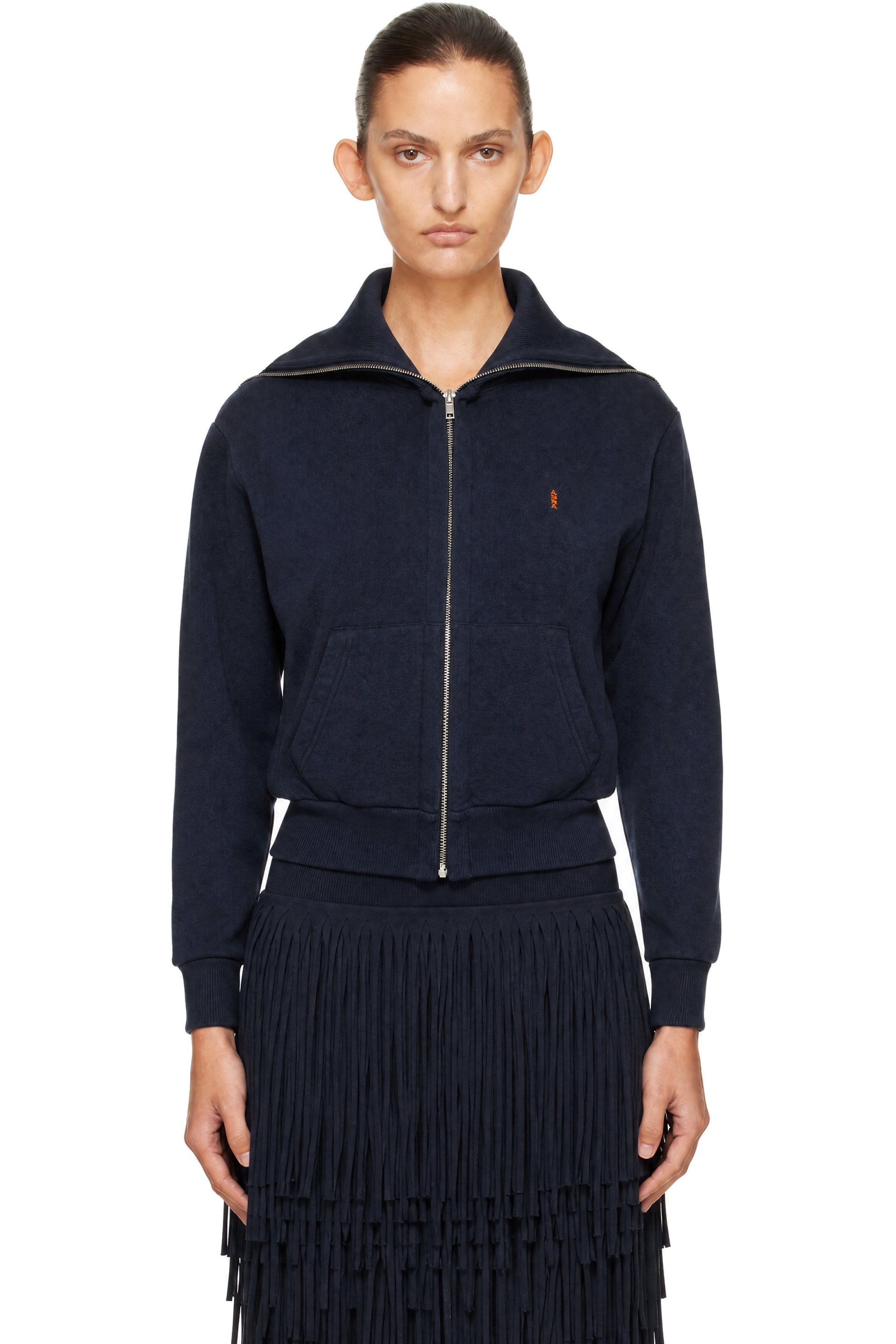 ABRA - Navy Zipped Up Neck Cardigan