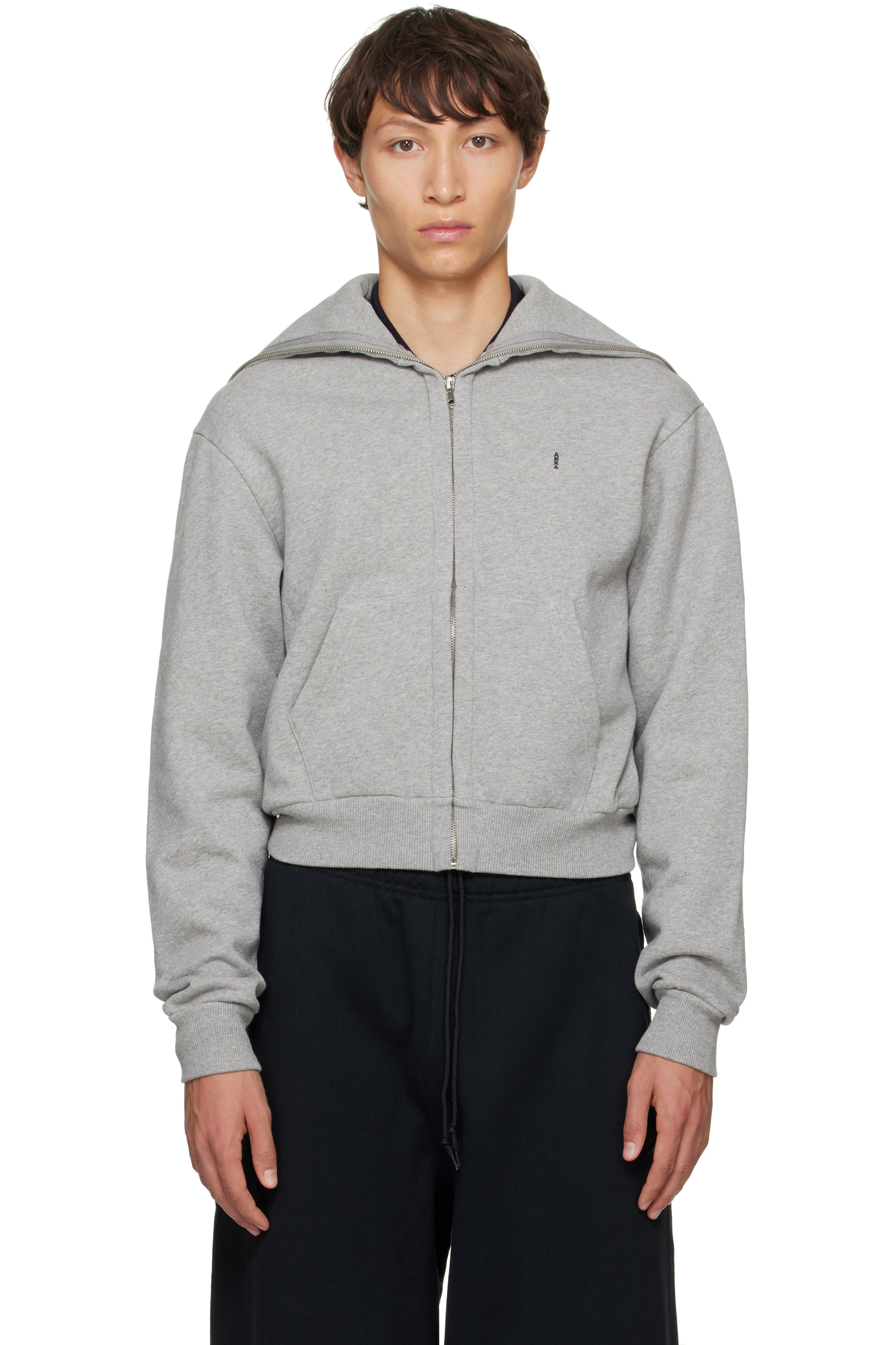 ABRA - Gray Zipped Up Neck Sweater