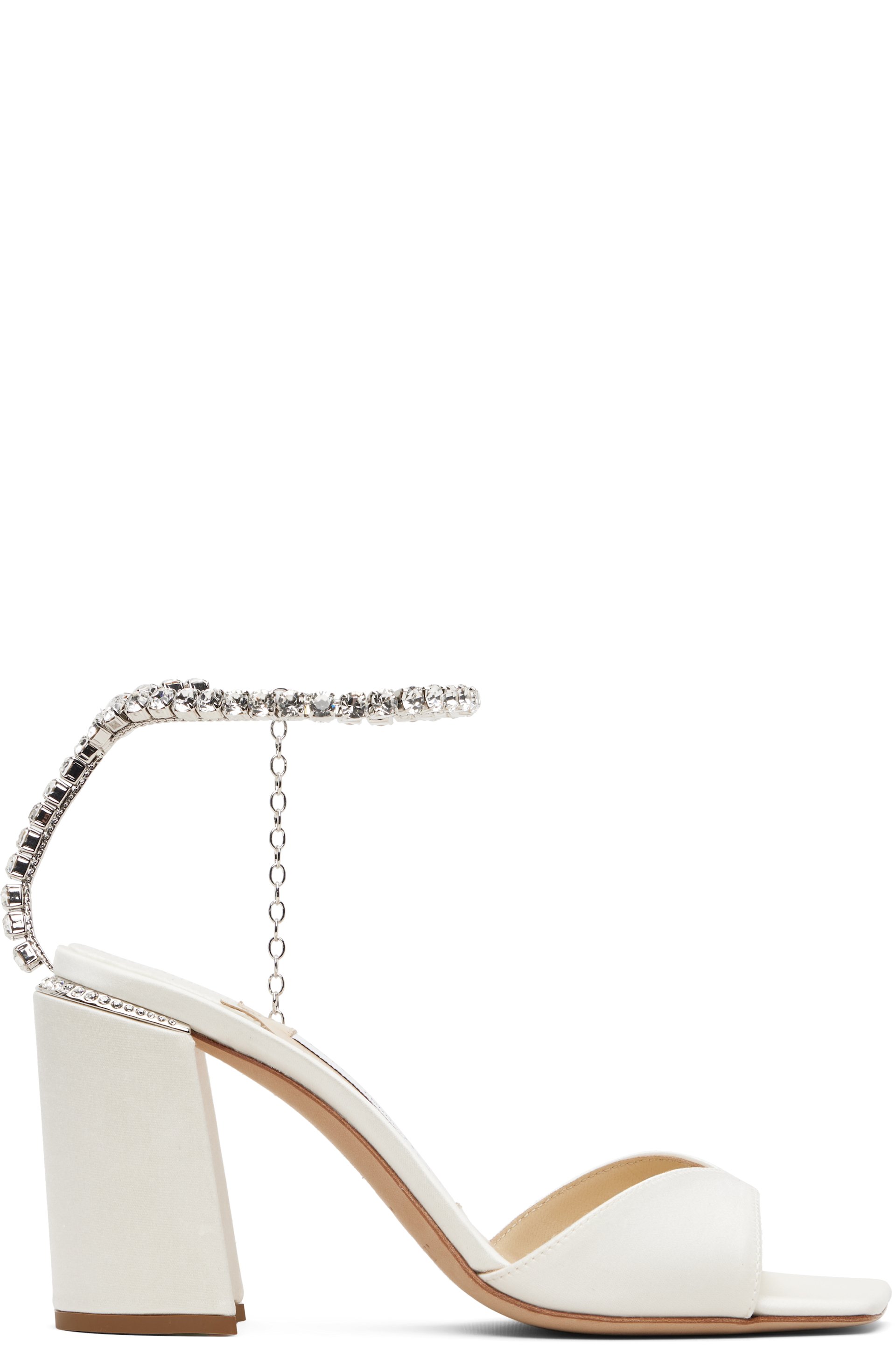 Jimmy Choo - White Saeda Block Heel 85 Heeled Sandals