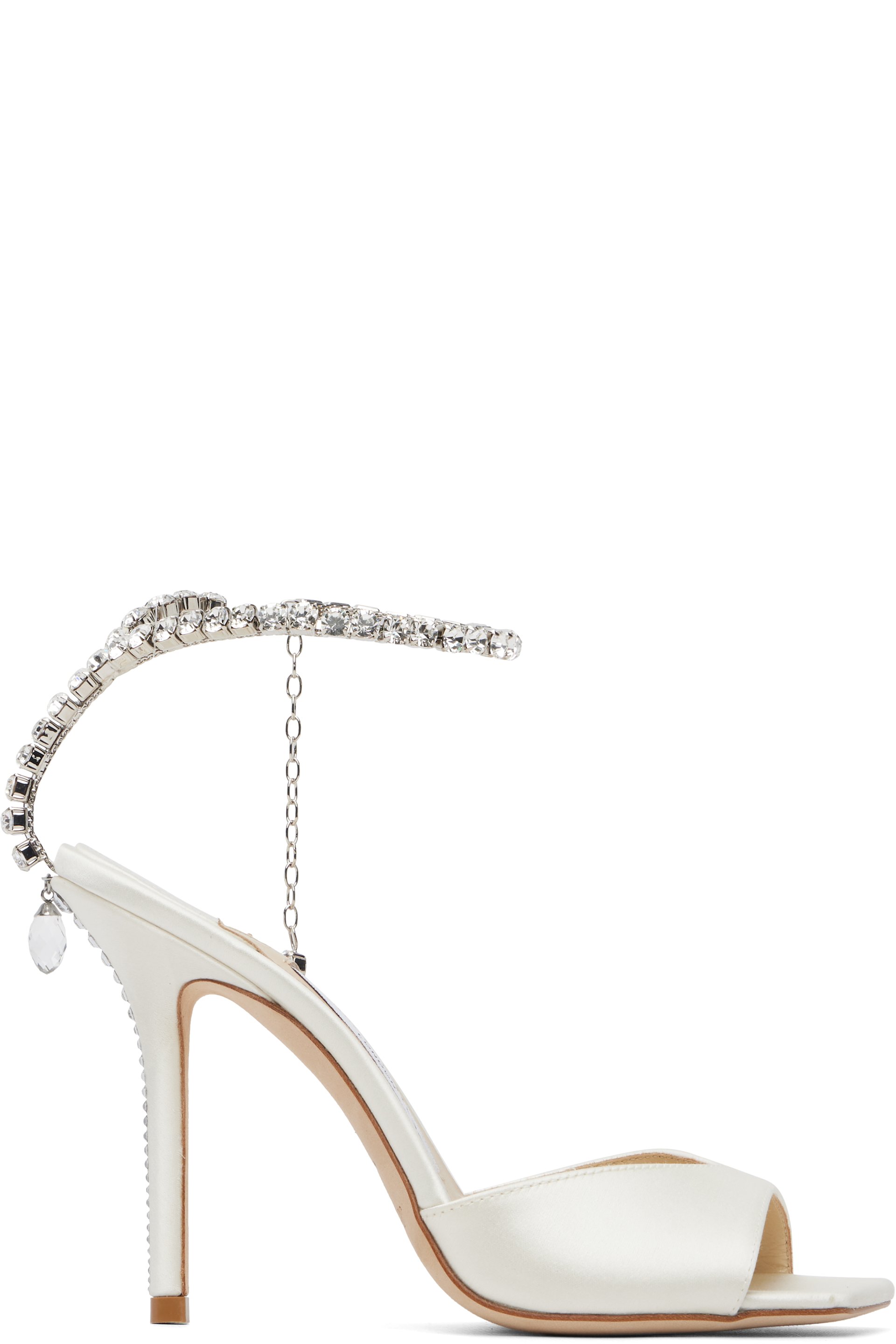 Jimmy Choo - Sandales à talon 100 blanches à chaine Saeda