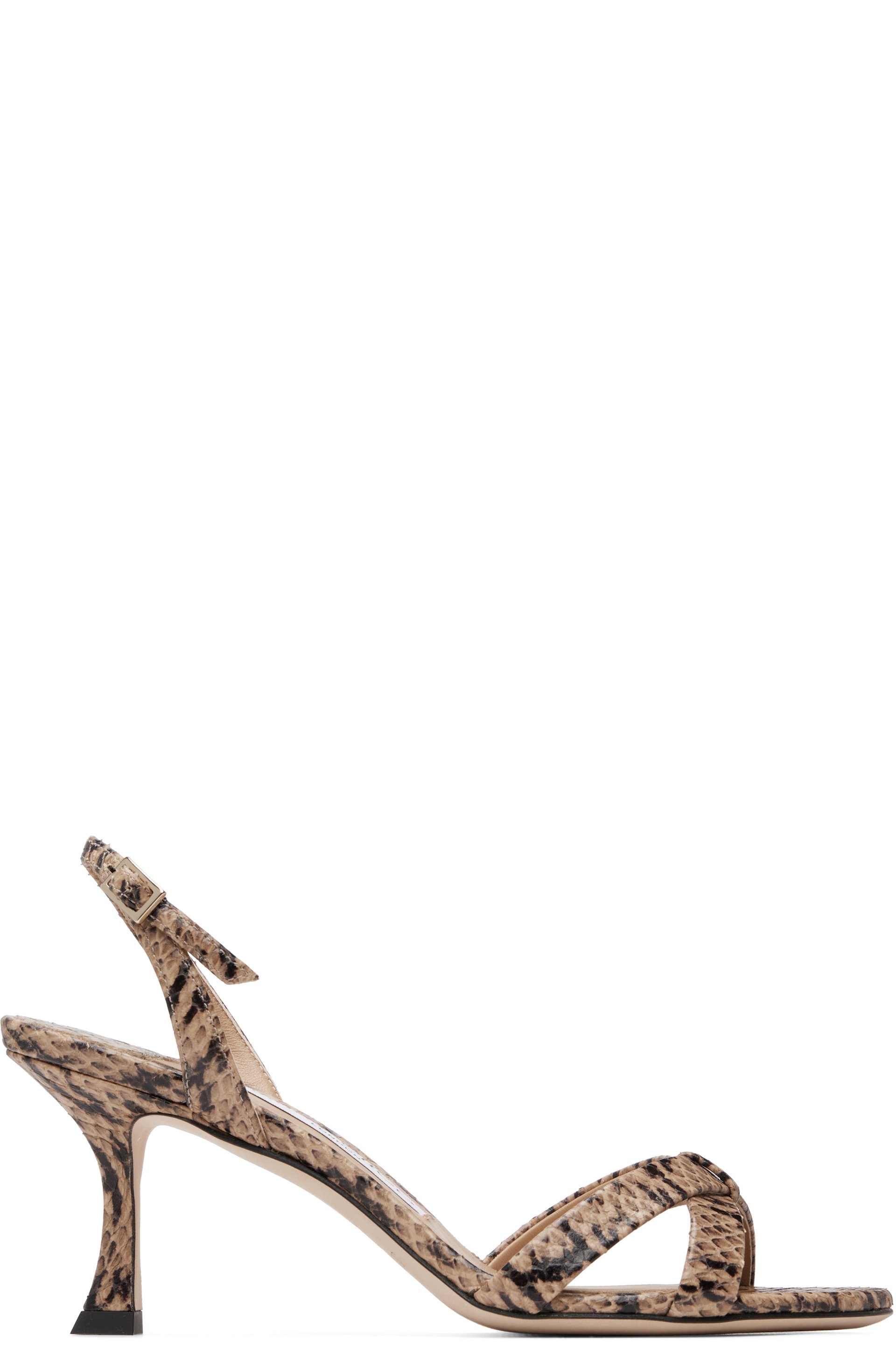 Jimmy Choo - Taupe Elsy 70 Kigali Snake Printed Heeled Sandals