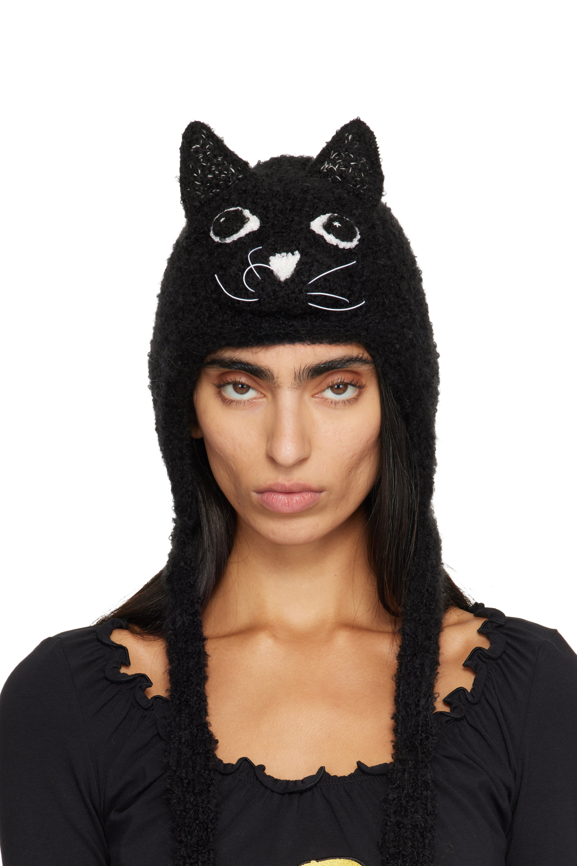 Chopova Lowena - Black Kitty Knitted Bonnet
