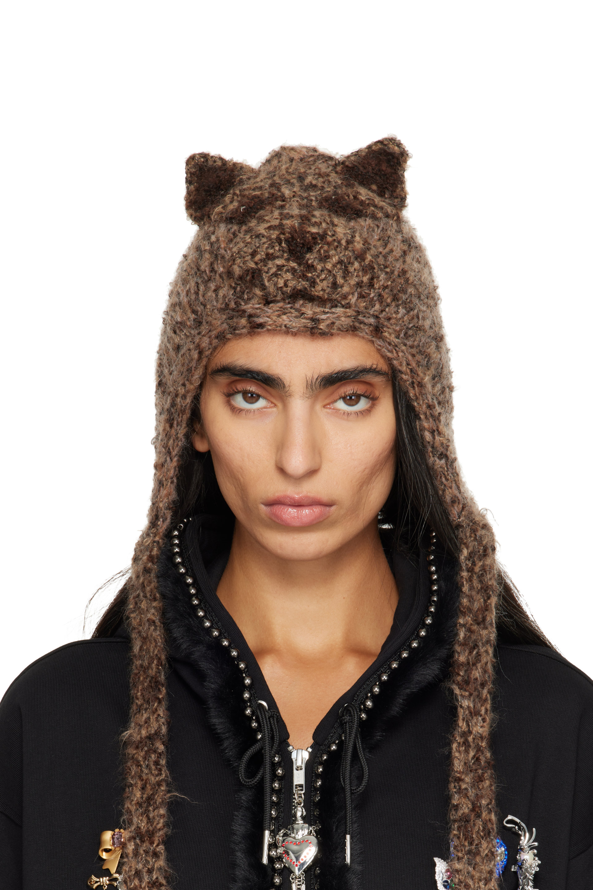 Chopova Lowena - Brown Puppy Knitted Bonnet