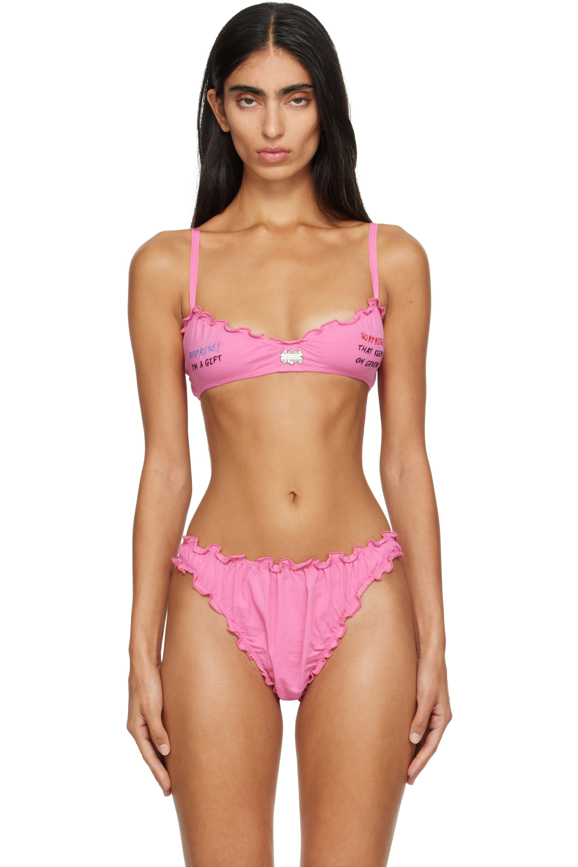 Chopova Lowena - Pink 'FEELINGS' Surprise Bralette