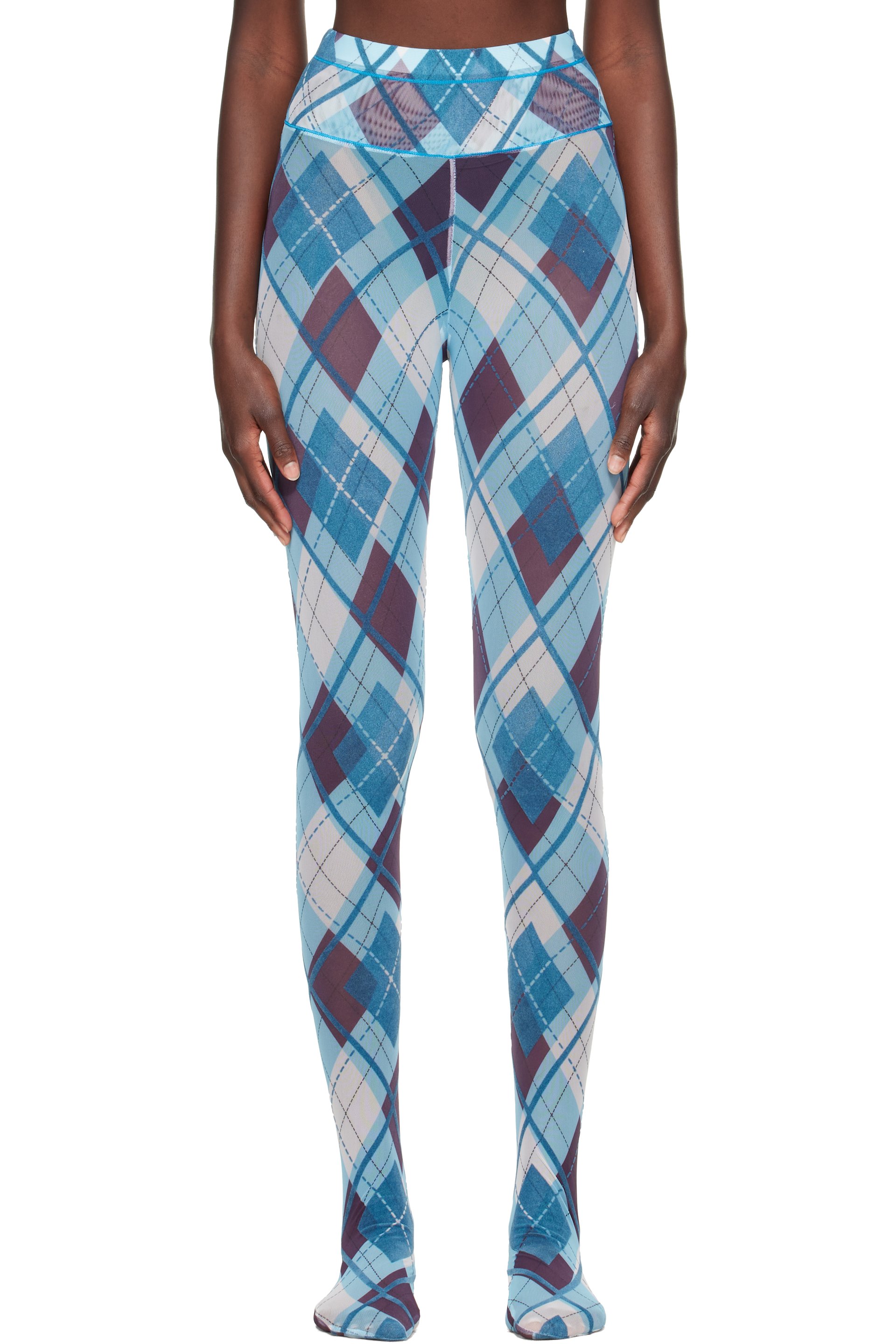 Chopova Lowena - Blue Bonnet Flocked Mesh Leggings