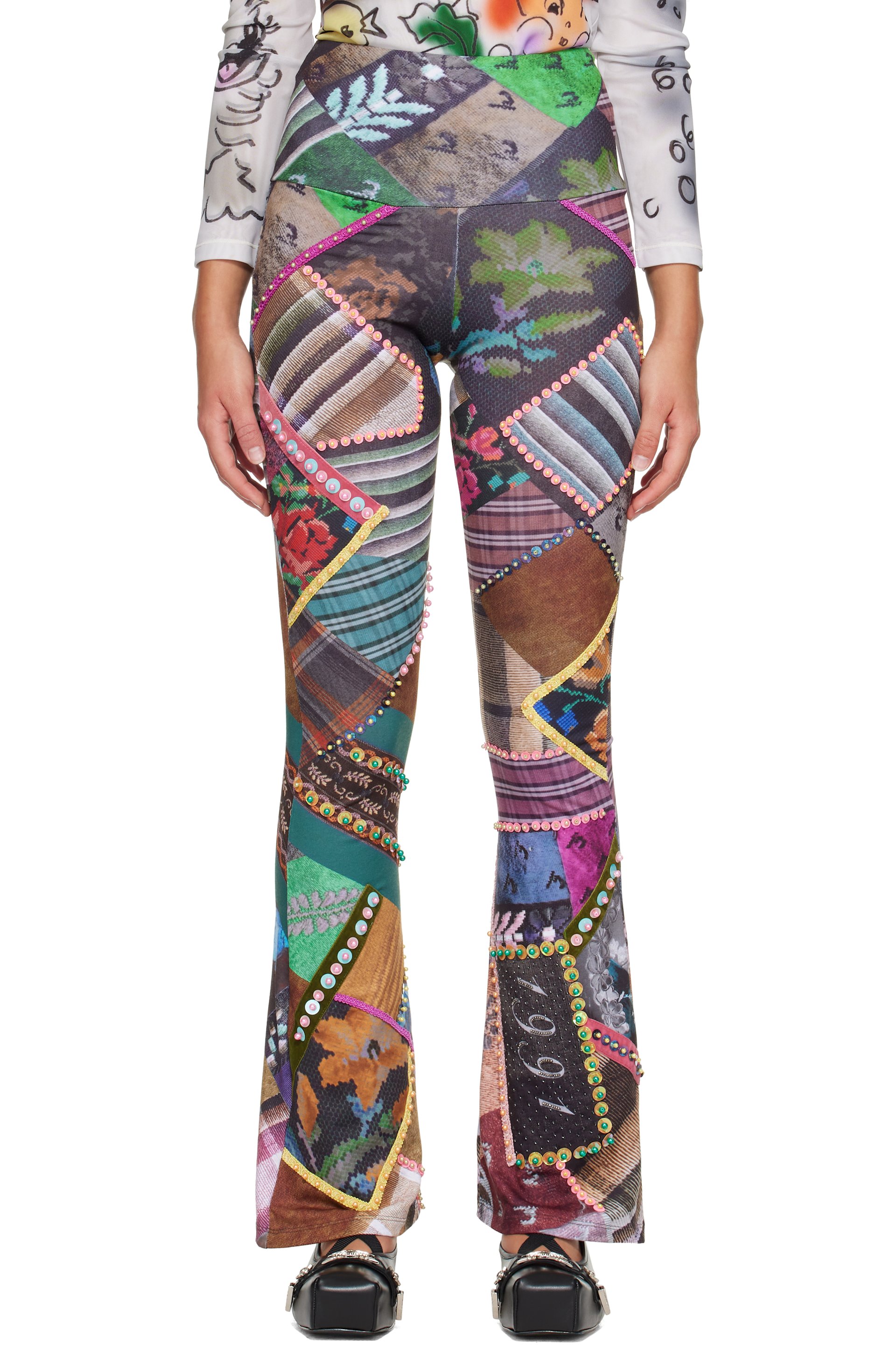 Chopova Lowena - Multicolor '1991' Beaded Jersey Leggings