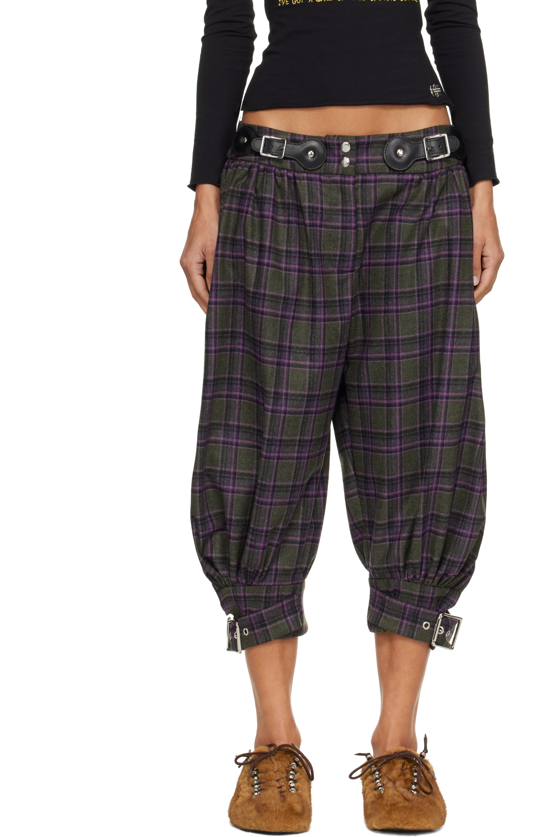 Chopova Lowena - Gray & Purple Plus Fours Knickerbocker Trousers