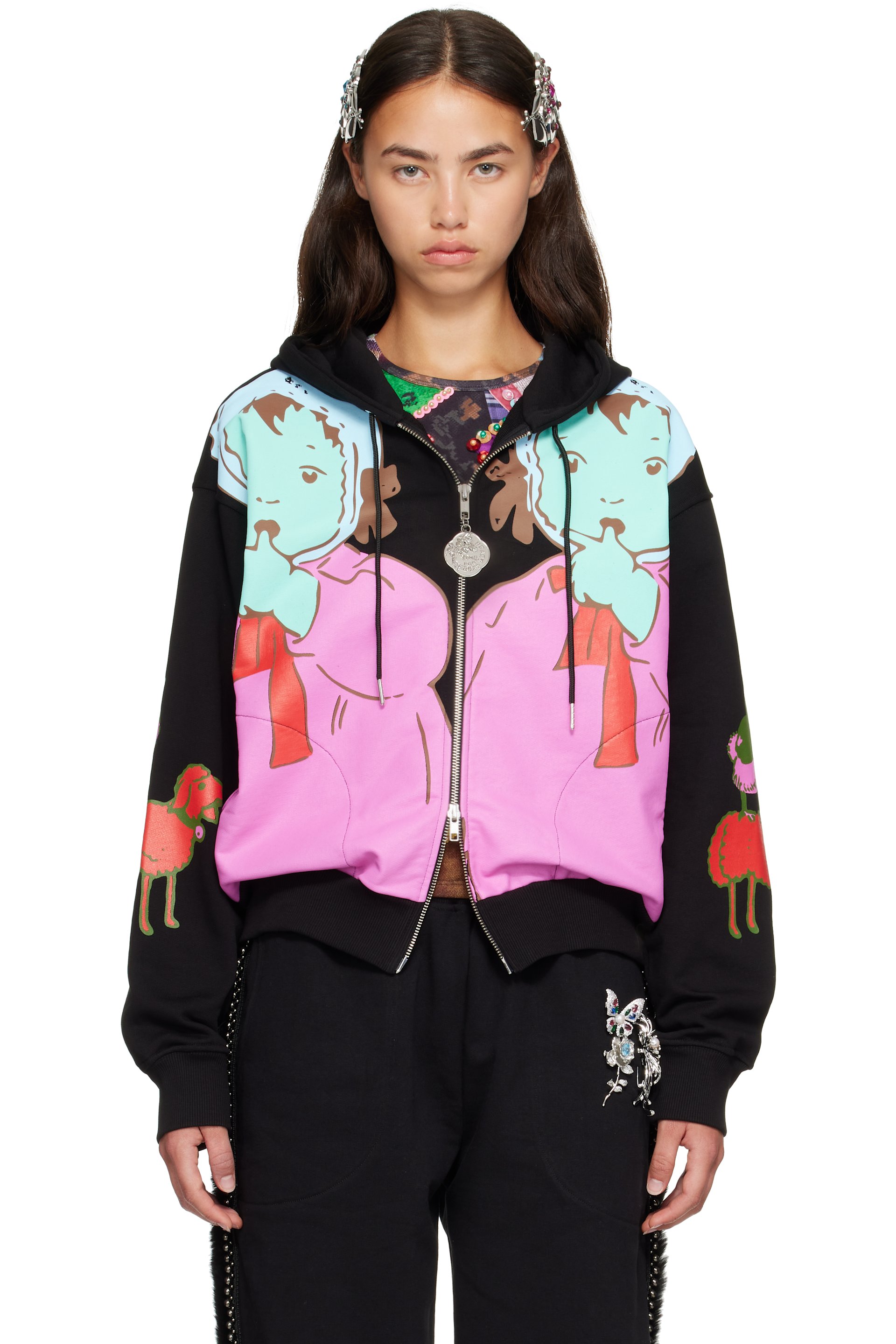 Chopova Lowena - Black Double Woody Baby Zip Hoodie