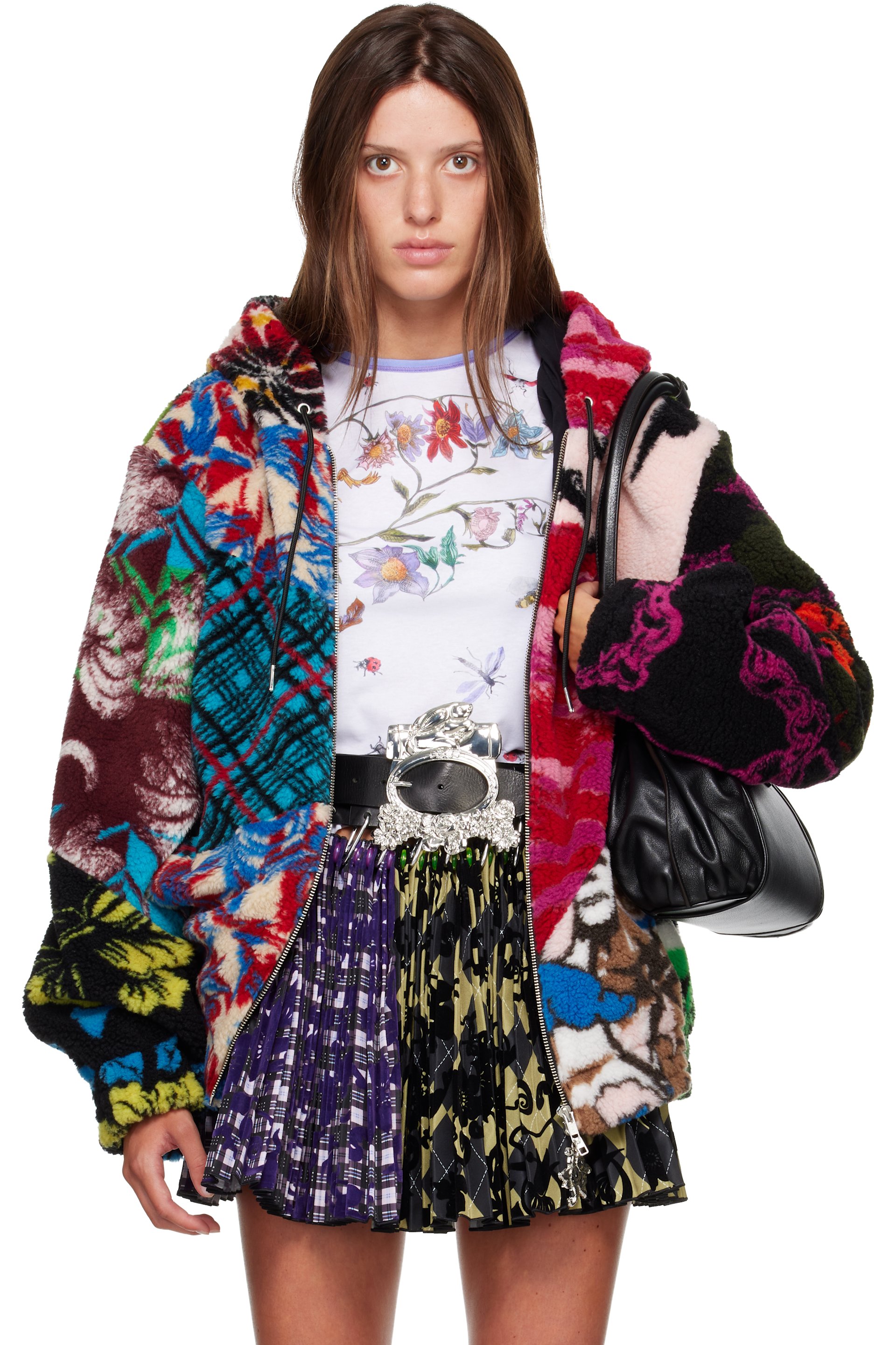 Chopova Lowena - Multicolor Patchwork Oversized Hooded Fleece Jacket