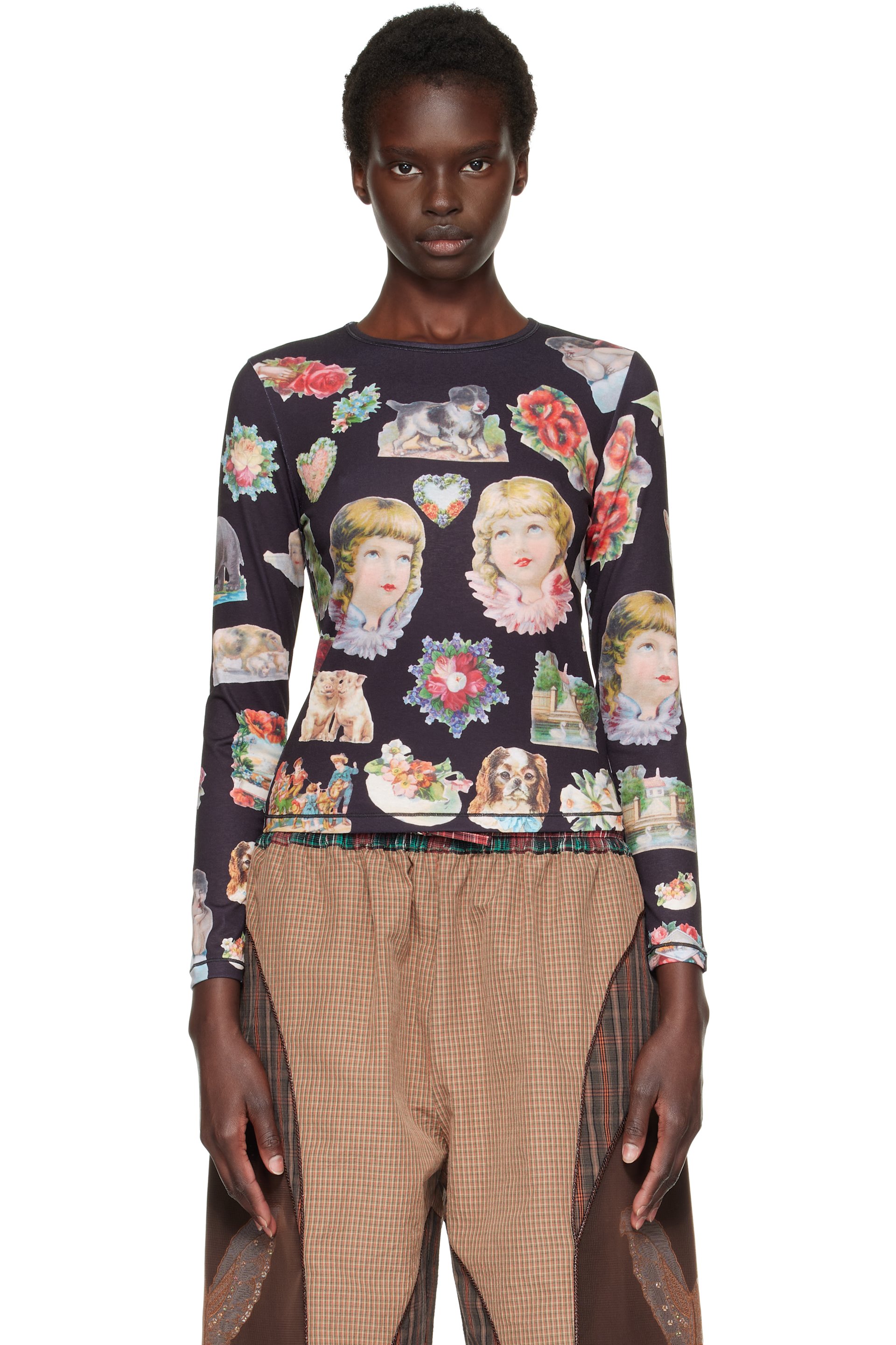 Chopova Lowena - Black Snippets Fitted Jersey T-shirt