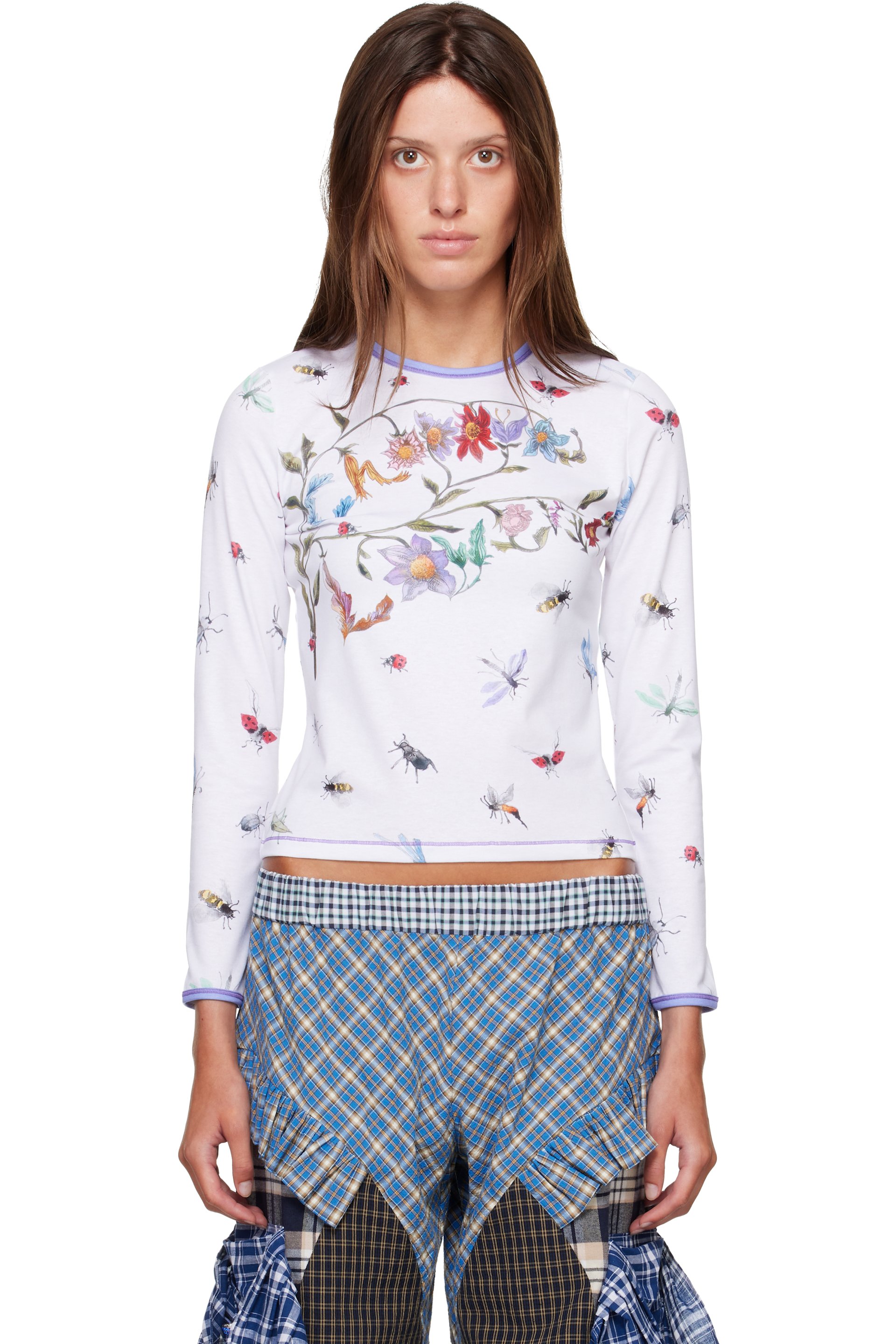 Chopova Lowena - White Floral Buggy Fitted Jersey T-shirt