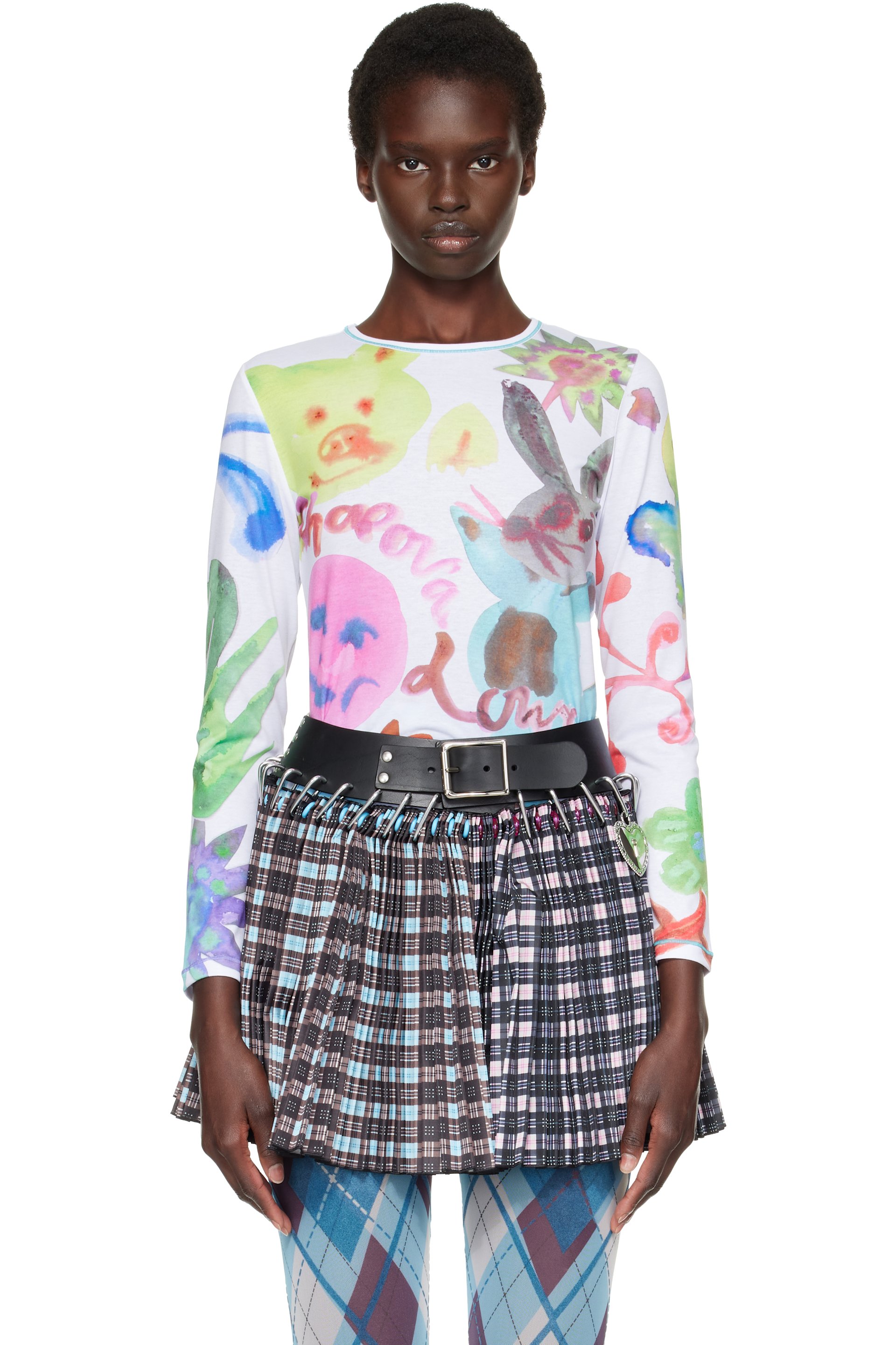 Chopova Lowena - White Splat Wet Fitted Jersey T-shirt
