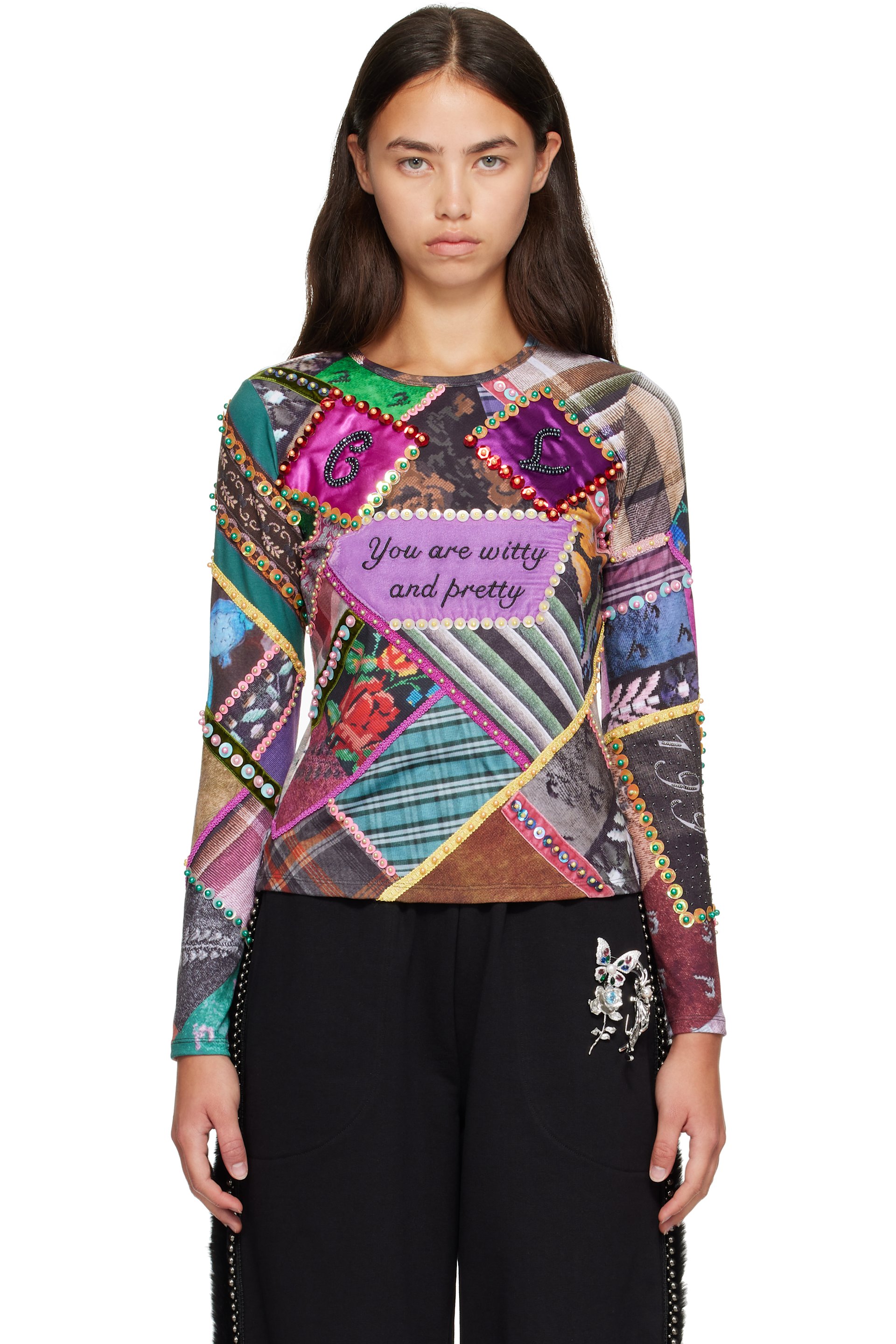 Chopova Lowena - Multicolor 'Pretty' Beaded Jersey Top