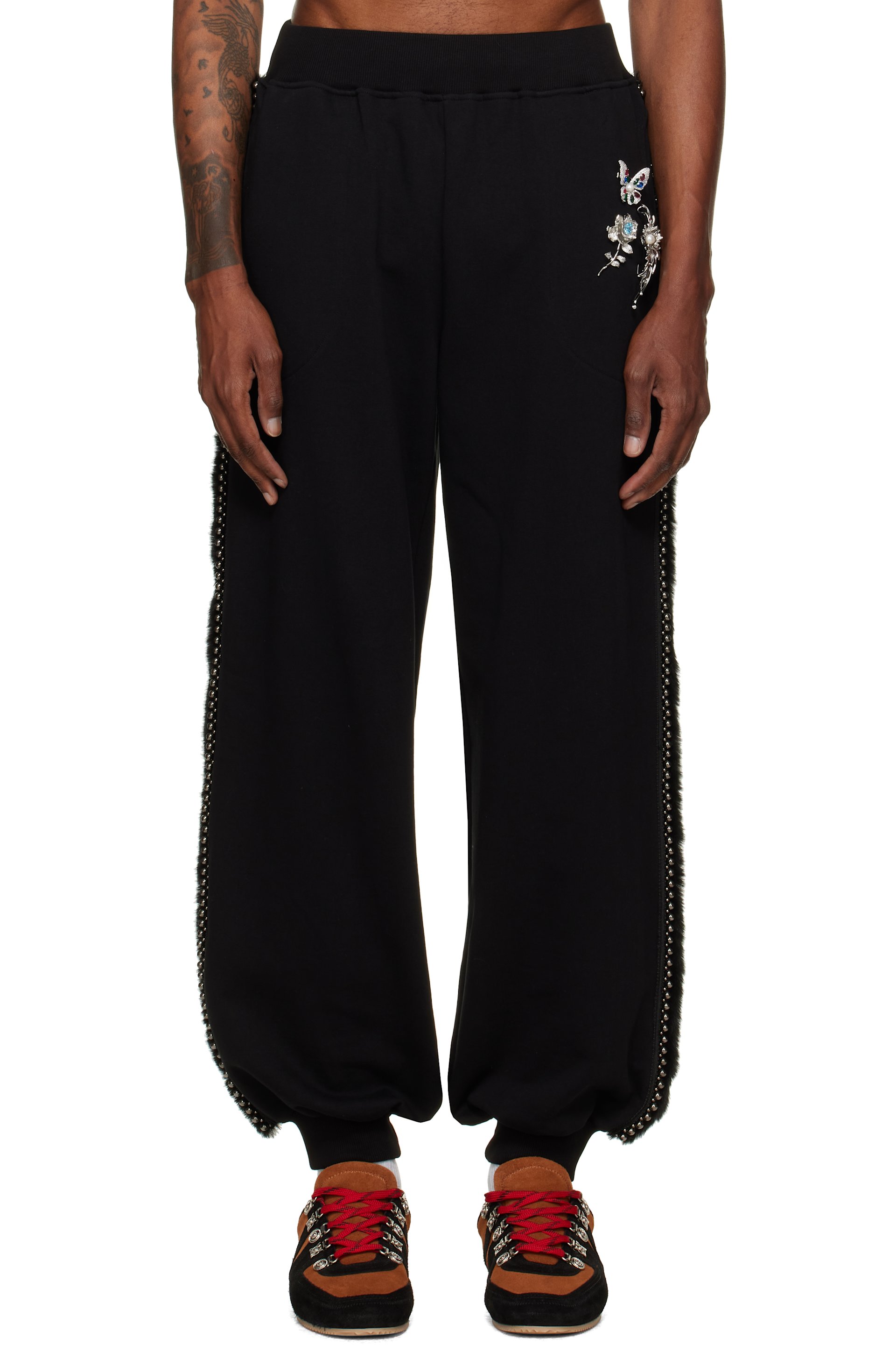 Chopova Lowena - Black Fuzzy Pearl Sweatpants