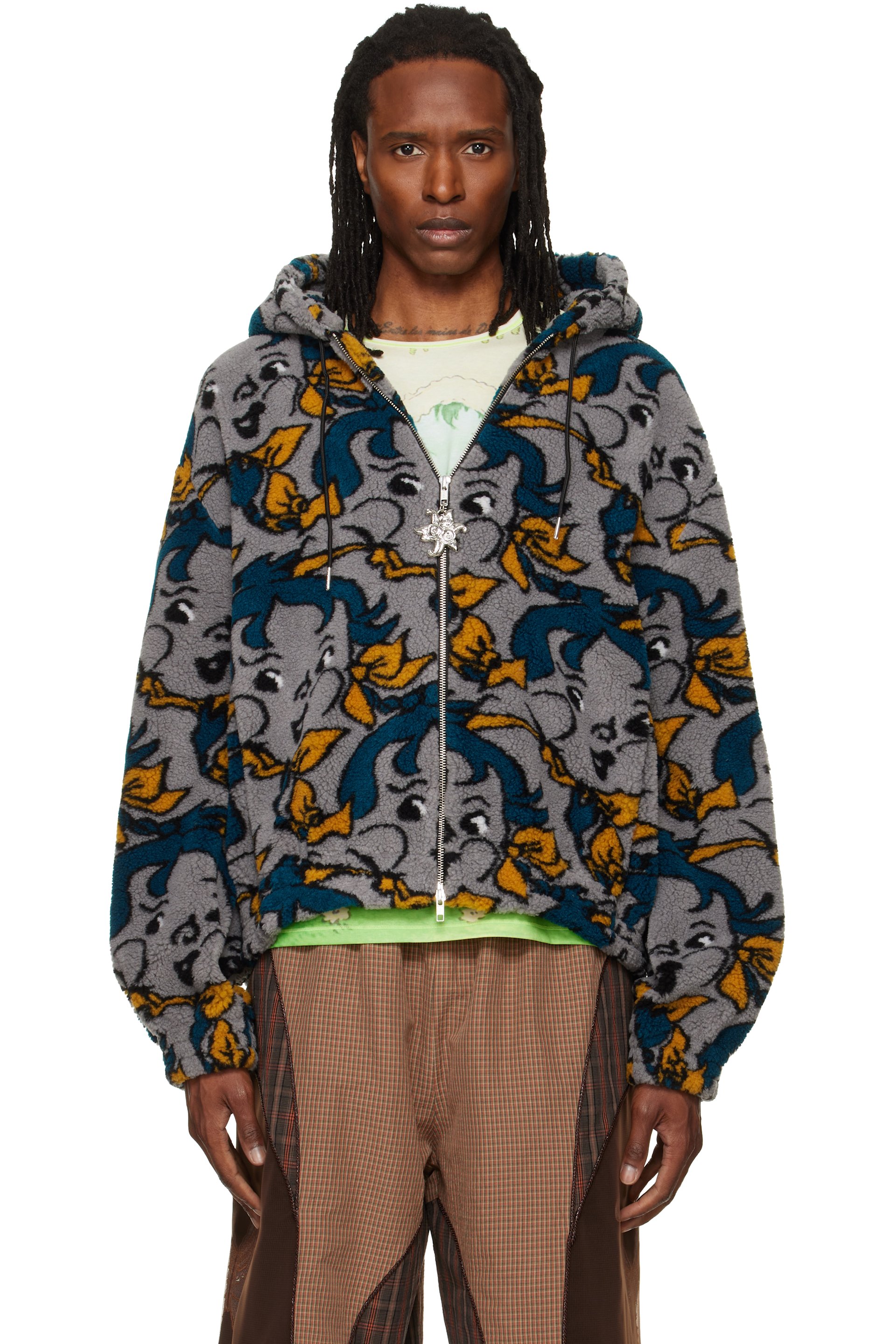Chopova Lowena - Gray 'Cheeky Girl' Oversized Hooded Fleece Jacket