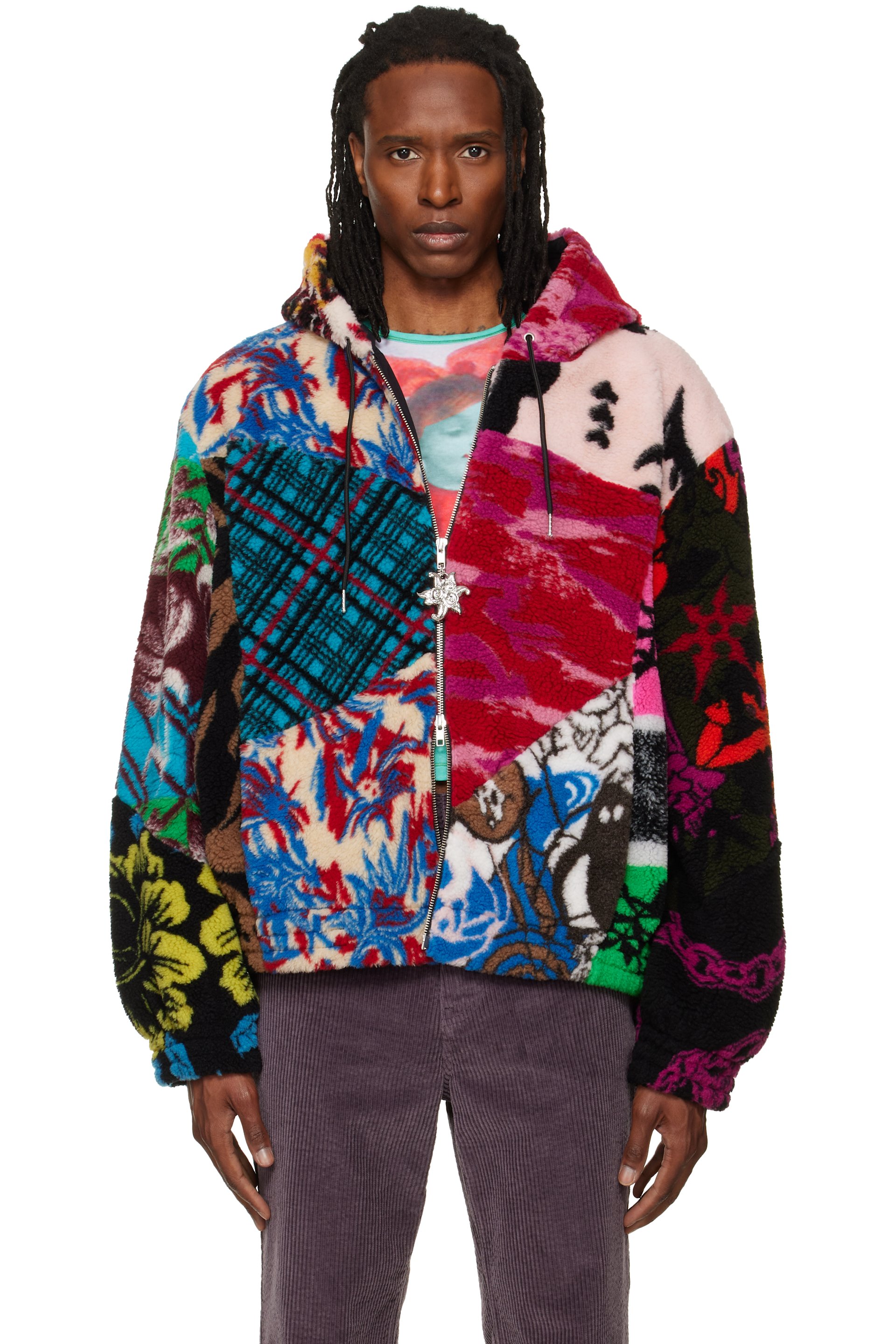 Chopova Lowena - Multicolor Patchwork Oversized Hooded Fleece Jacket