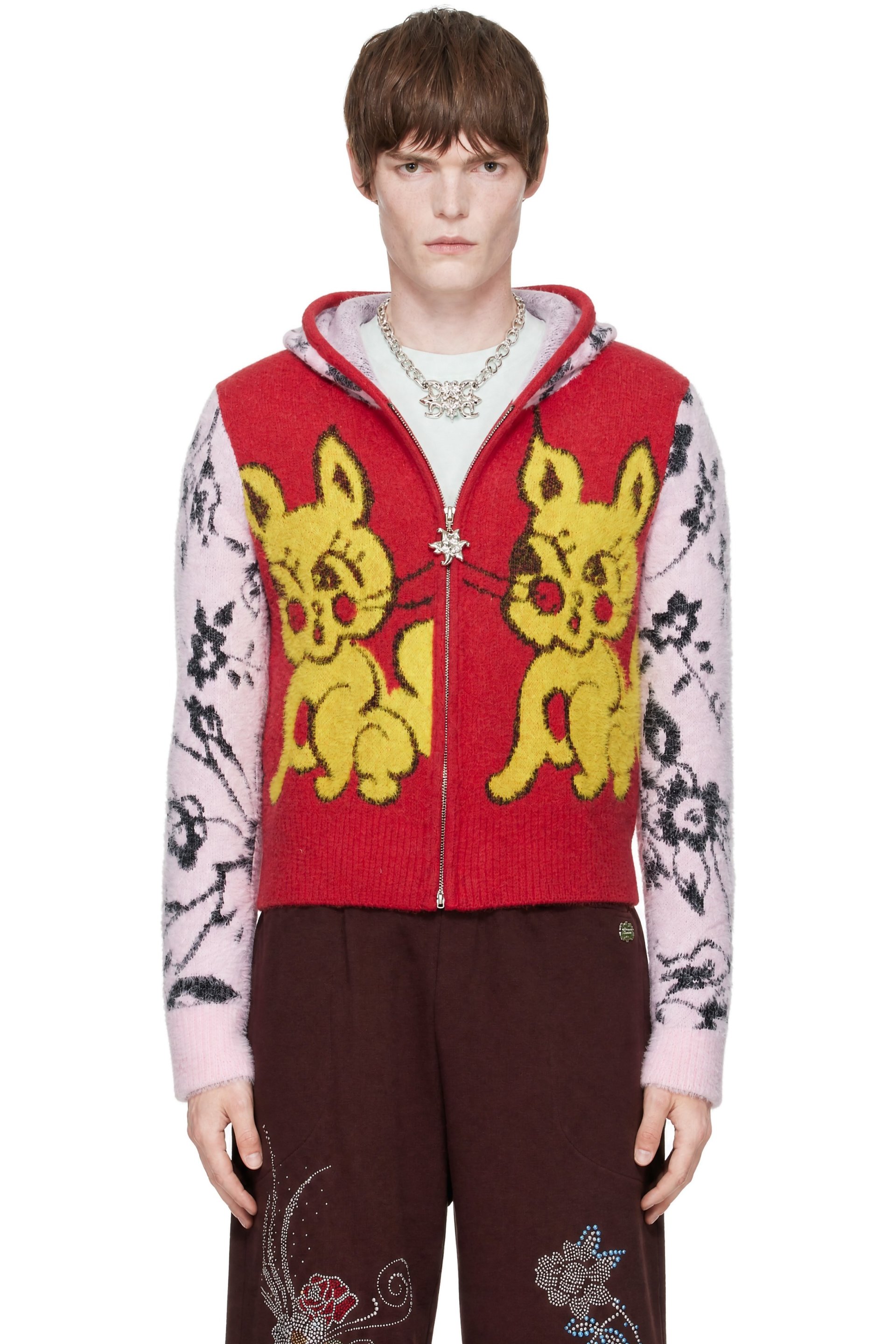 Chopova Lowena - Pink & Red Squizzle Bun Bun Hoodie