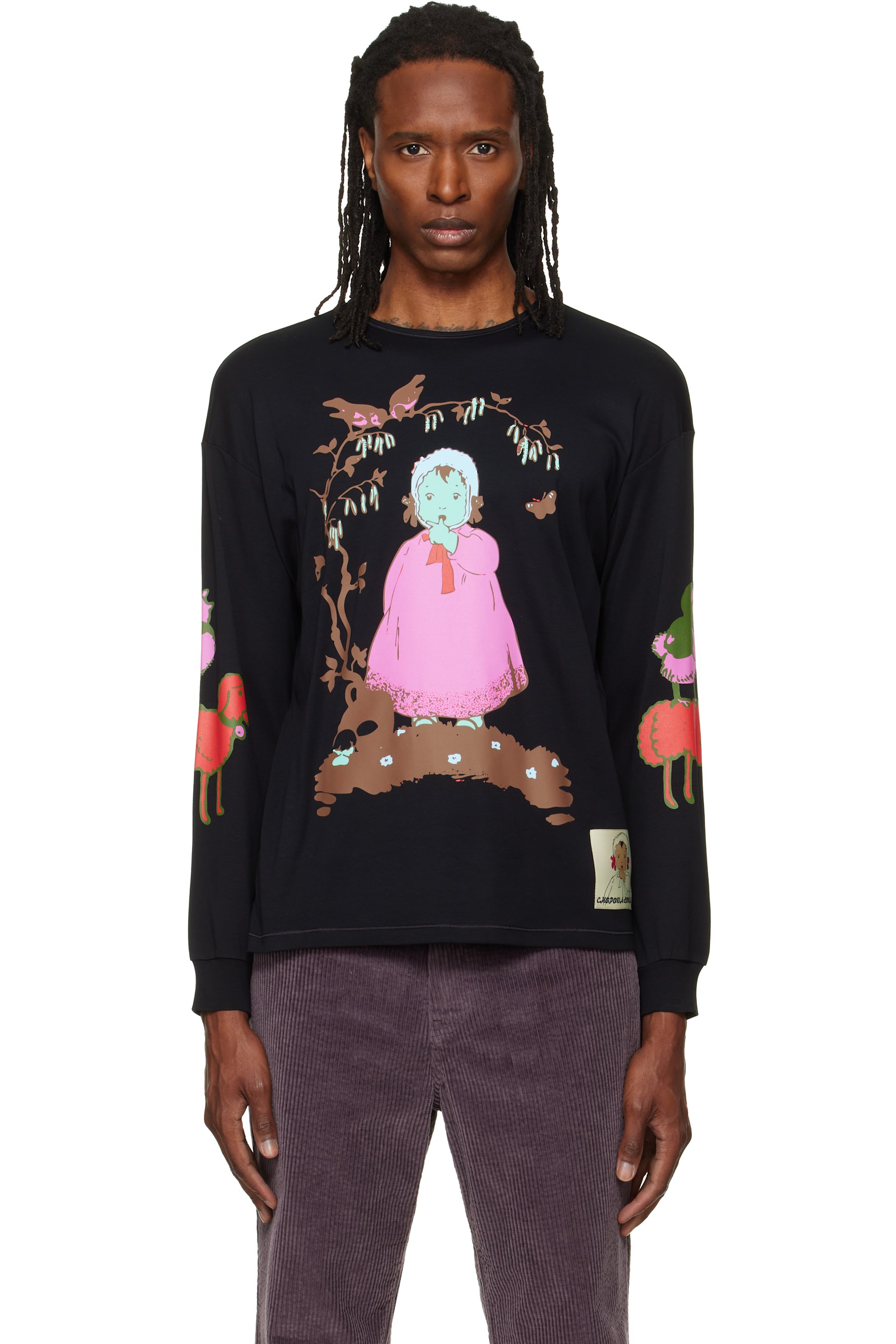 Chopova Lowena - Black Woodland Baby Oversized Jersey T-shirt