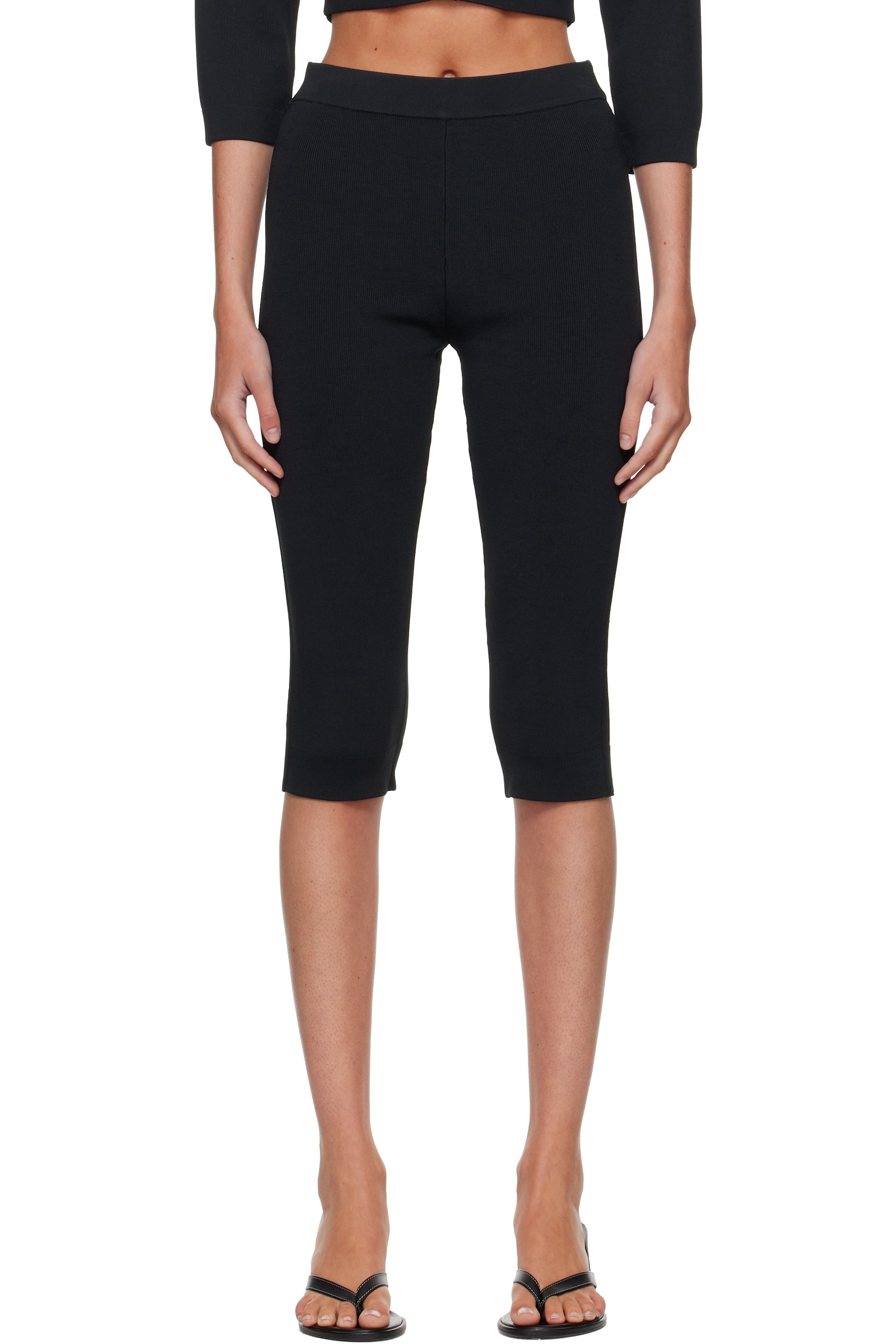 SKIMS - Black Refined Knit Capri Leggings