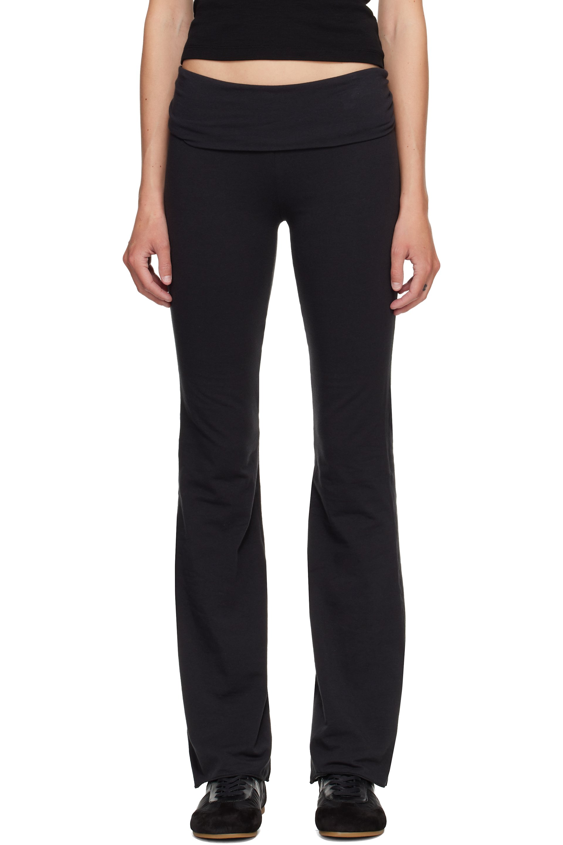 SKIMS - Pantalon de détente noir à taille repliée - Cotton Jersey
