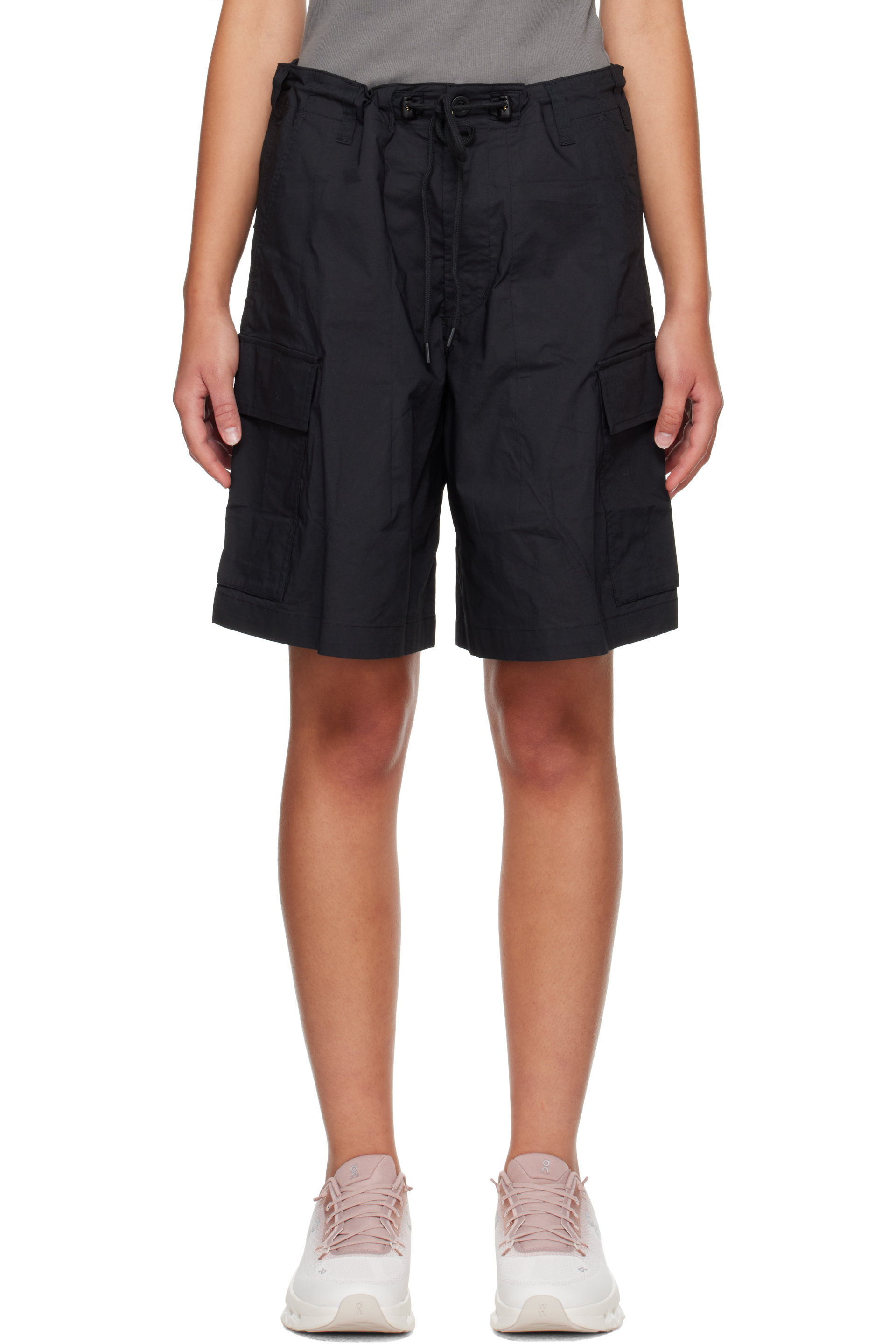 SKIMS - Black Woven Cotton Oversized Cargo Shorts