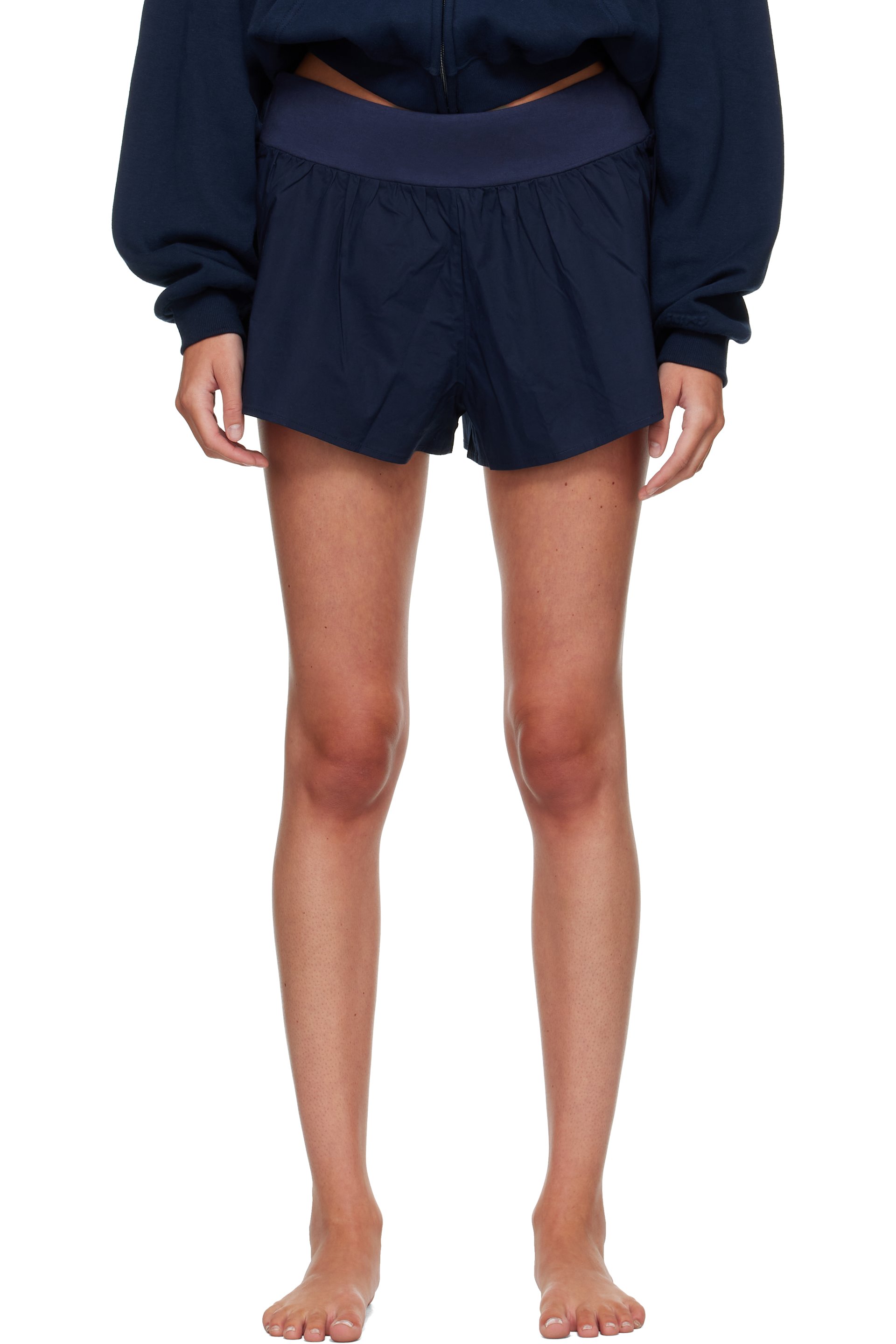 SKIMS - Navy Woven Cotton Flutter Shorts