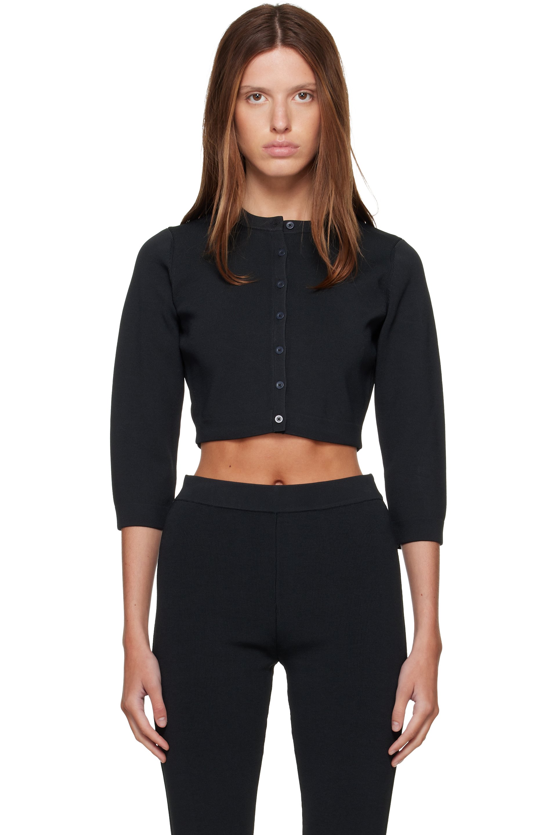 SKIMS - Black Refined Knit Cropped Cardigan
