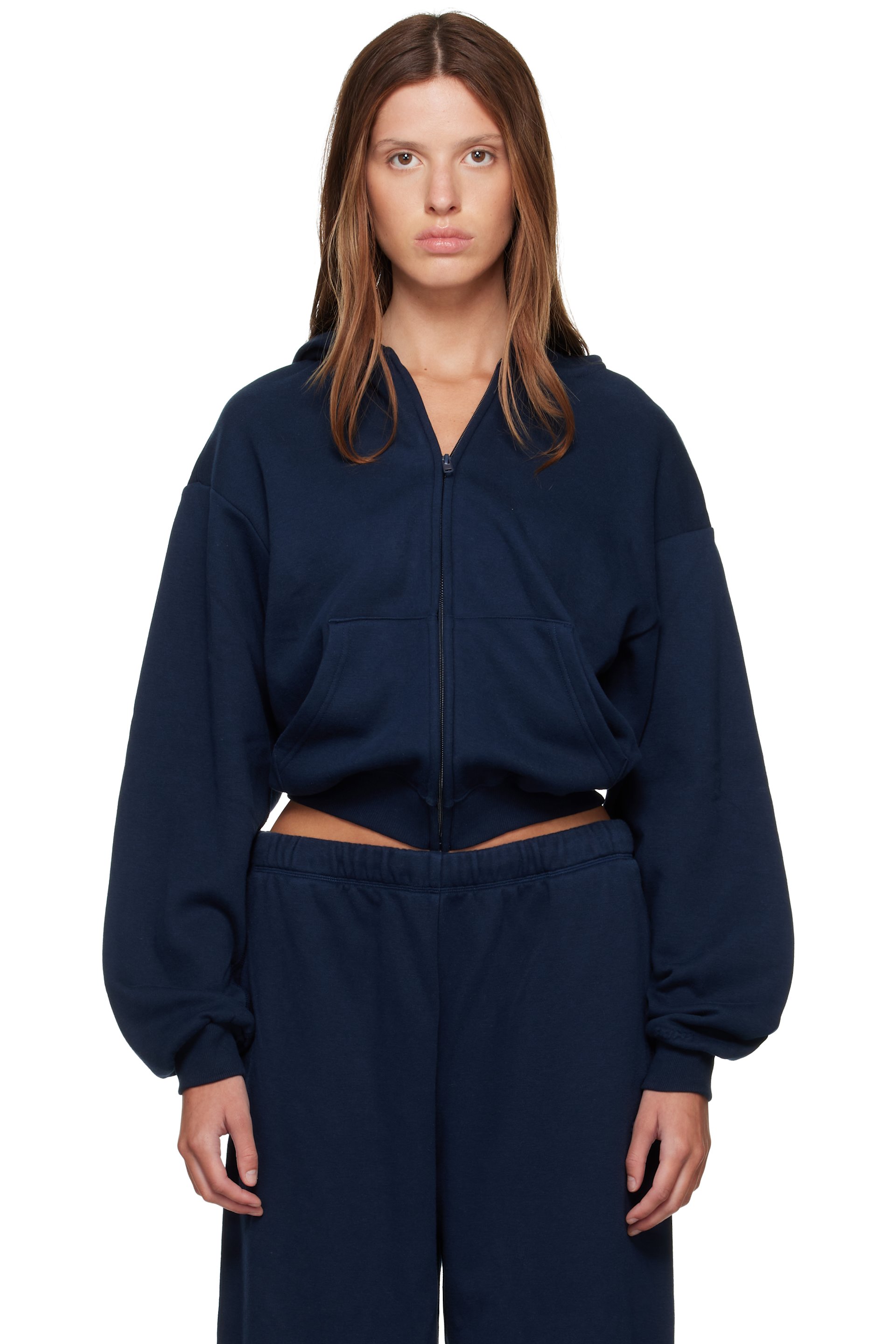 SKIMS - Navy Cotton Fleece Classic Zip Up Hoodie