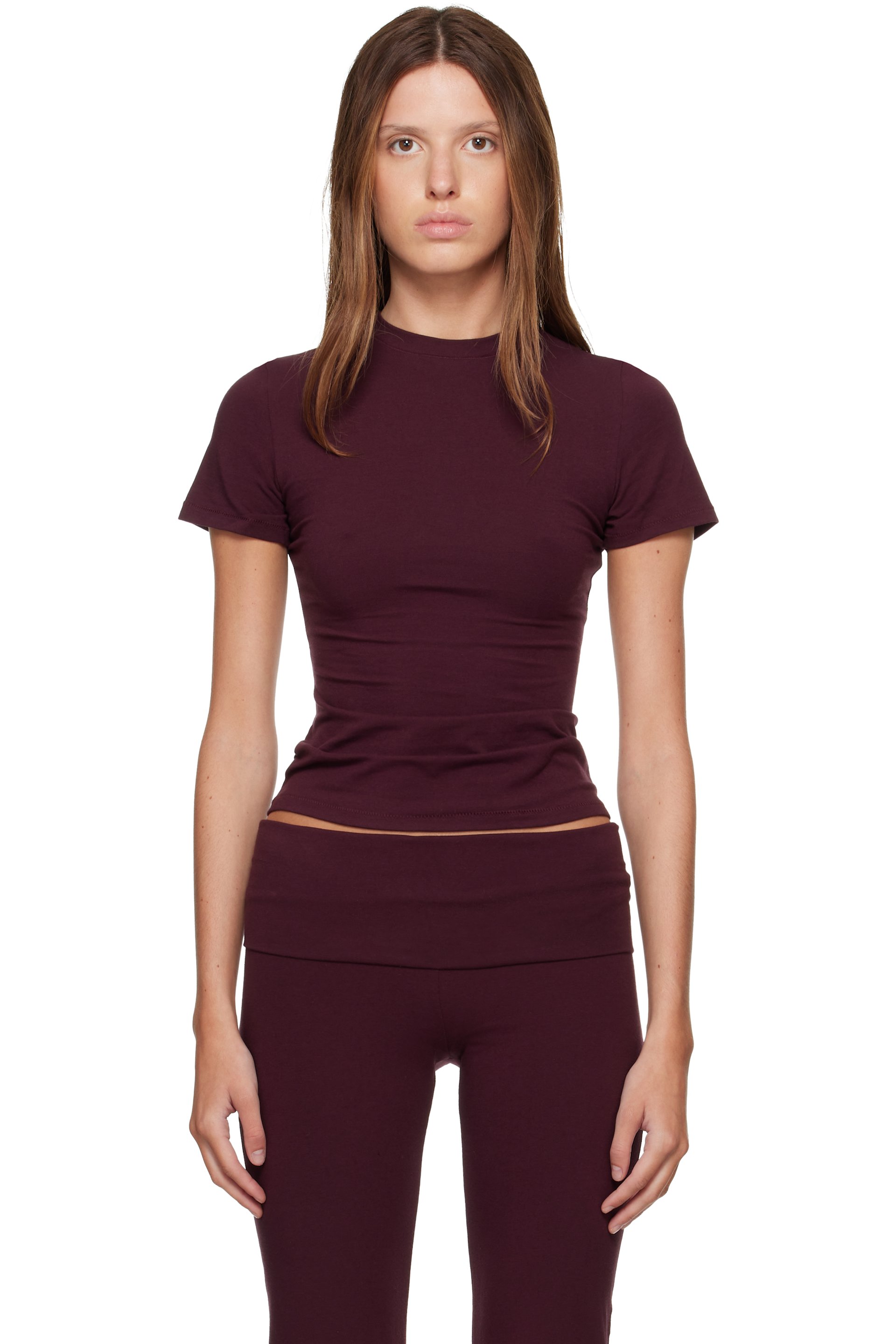 SKIMS - Burgundy Cotton Jersey T-shirt
