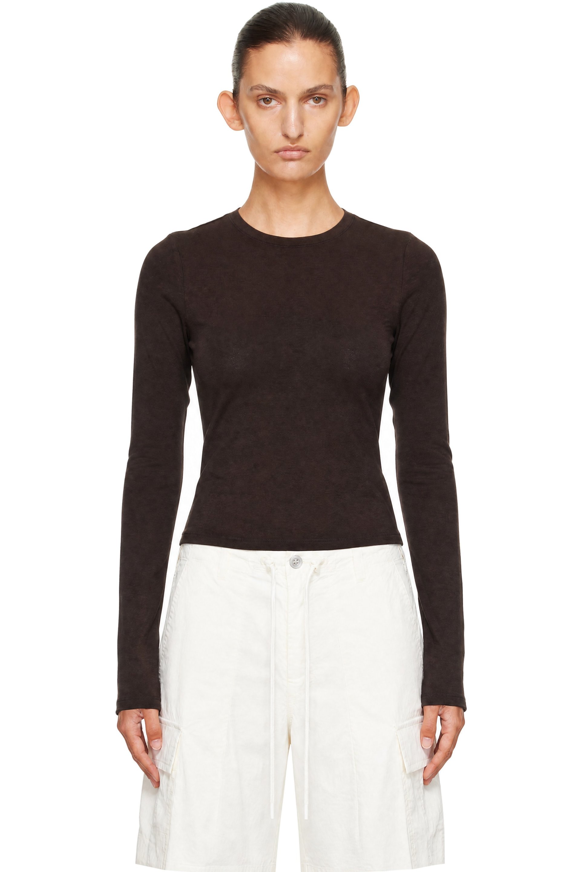 SKIMS - Brown Cotton Jersey Long Sleeve T-shirt