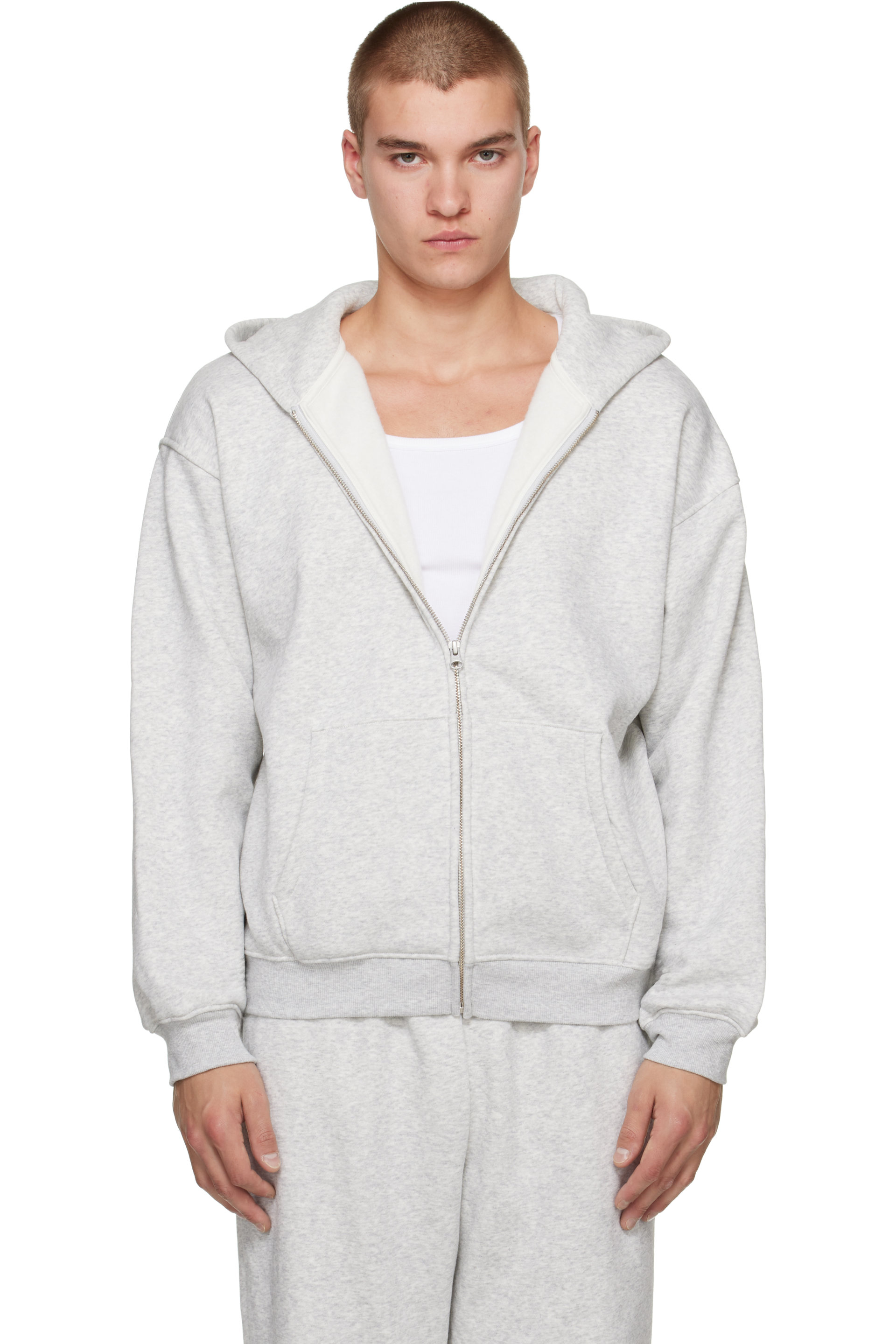 SKIMS - Gray Fleece Lounge Relaxed Zip-Up Hoodie