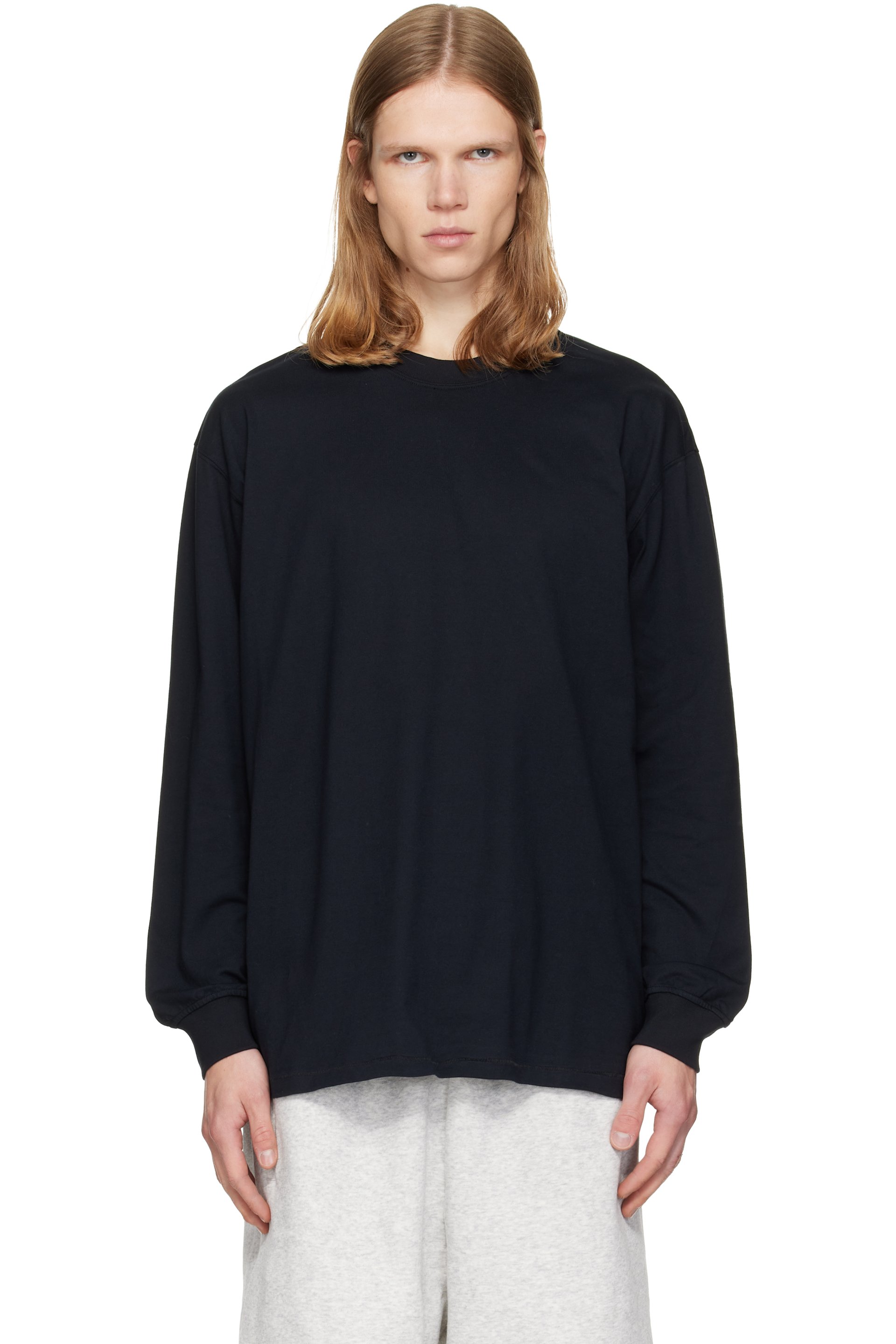 SKIMS - Black Heavyweight Cotton Relaxed Long Sleeve T-shirt