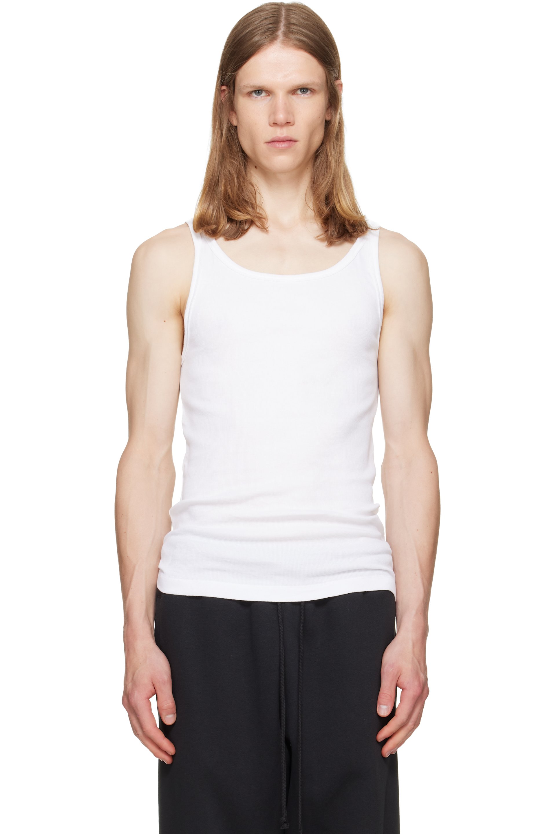 SKIMS - Three-Pack White SKIMS Cotton Rib Tank Tops