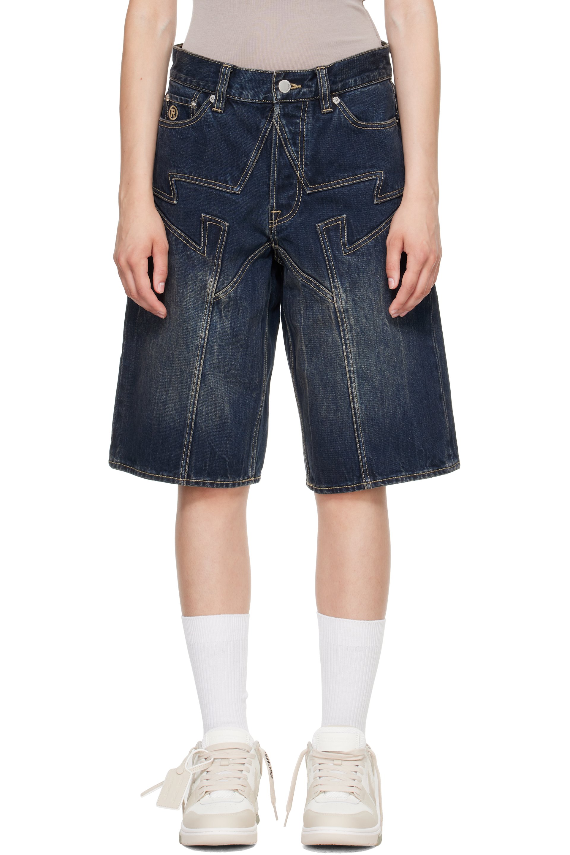 BAPE - Navy BAPE Sta Patch Relaxed Fit Denim Shorts