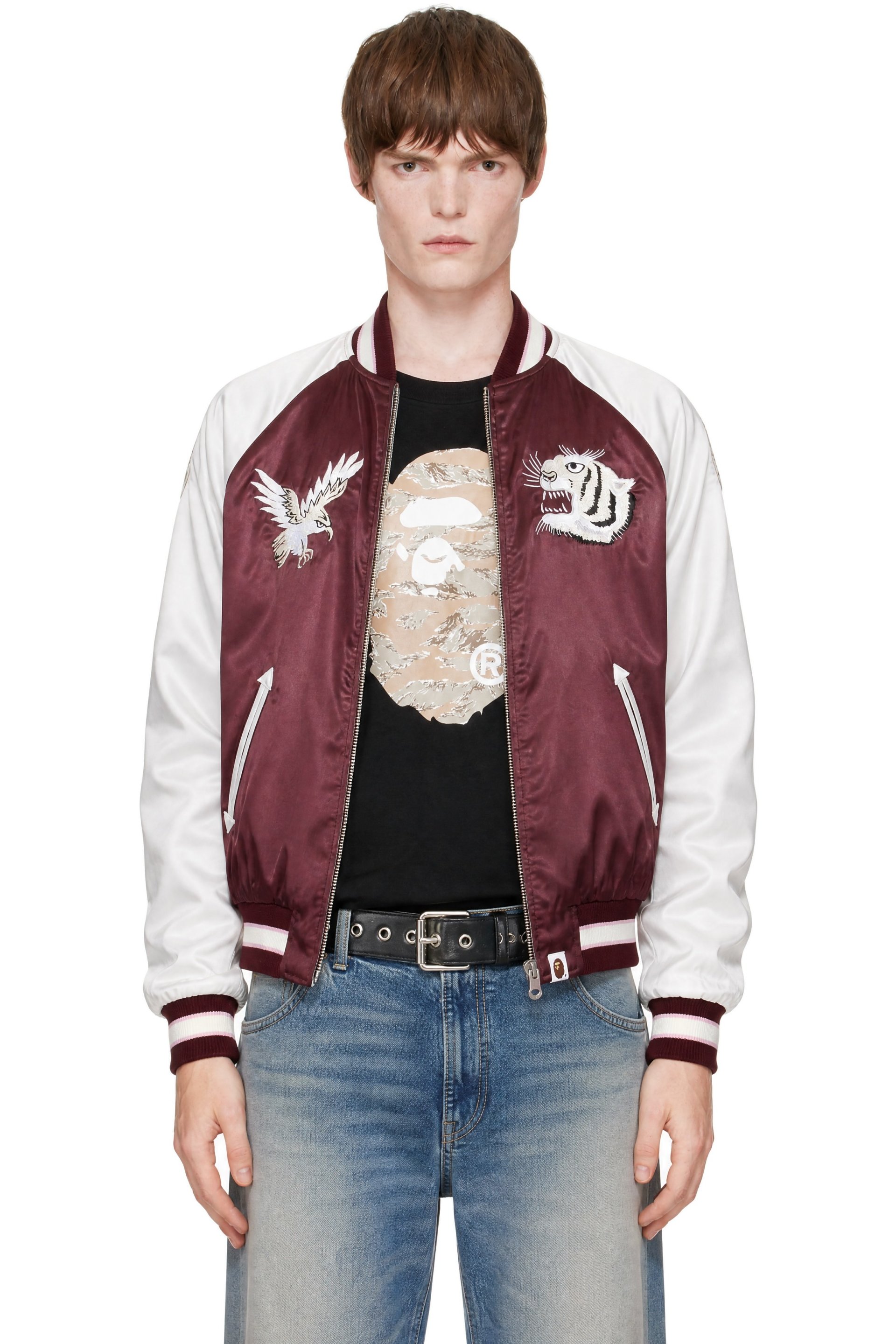 BAPE - Burgundy 1st Camo STA Souvenir Reversible Jacket