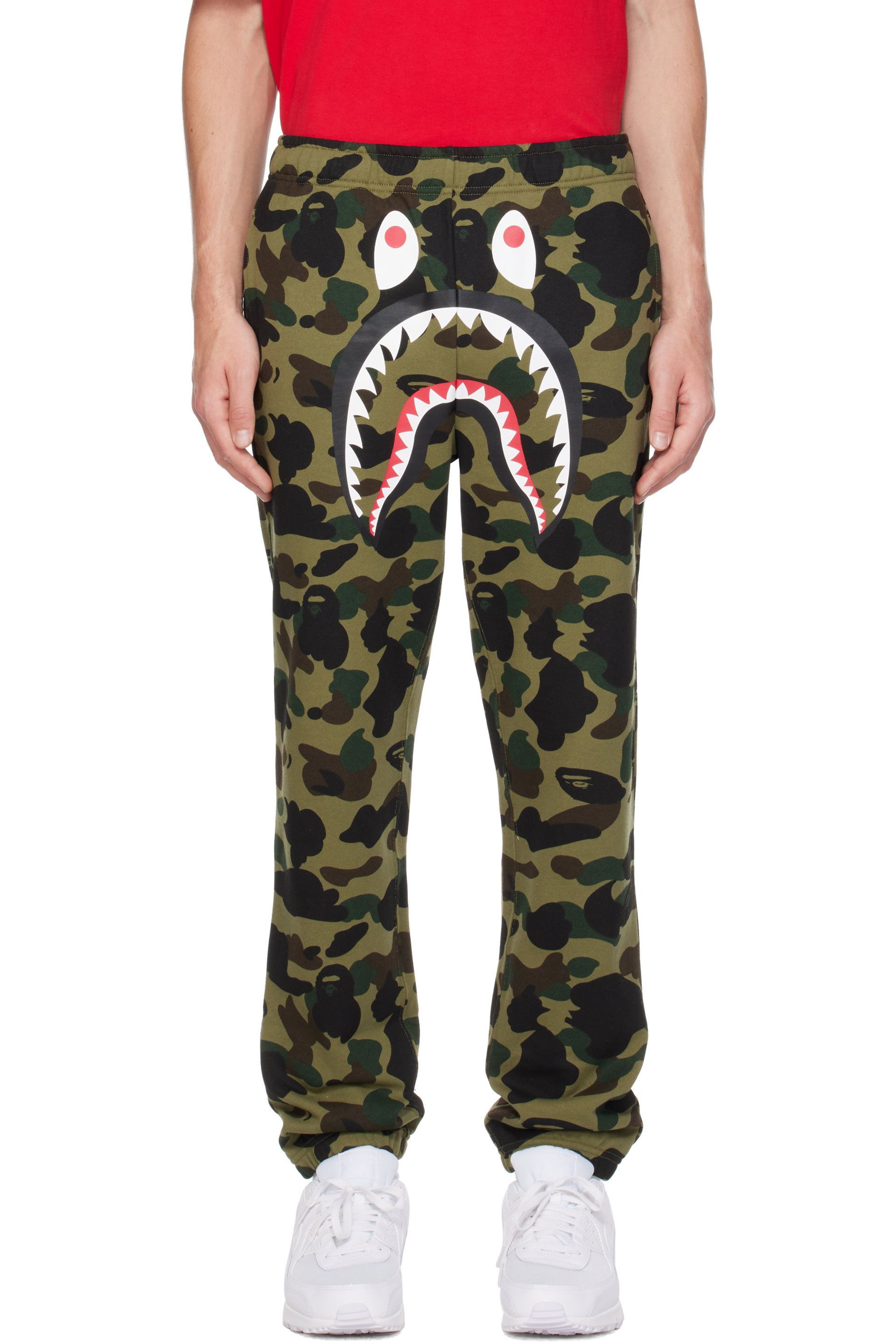 BAPE - Green 1st Camo Shark Sweatpants