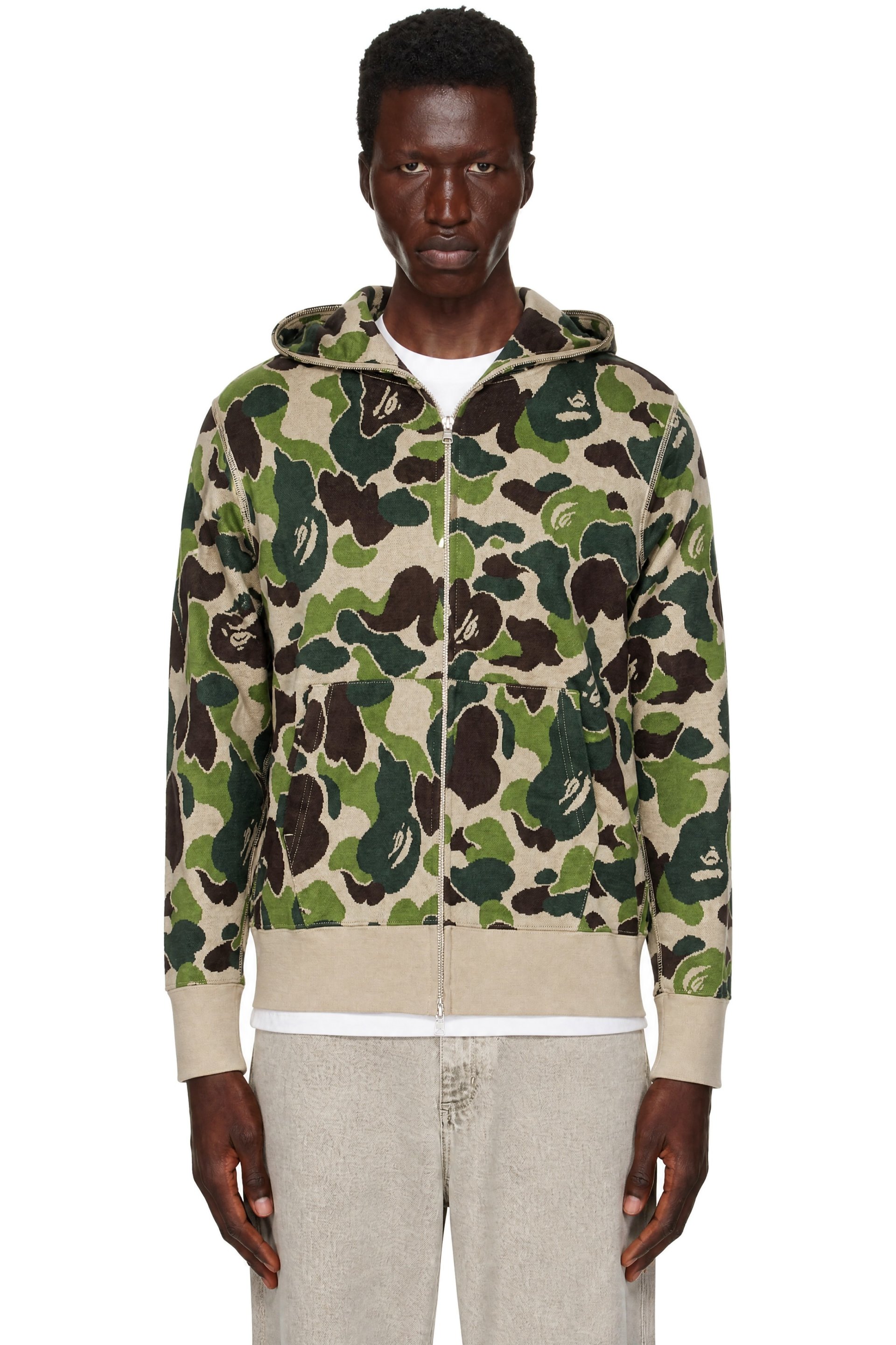BAPE - Beige & Khaki ABC Camo Jacquard Full Zip Hoodie