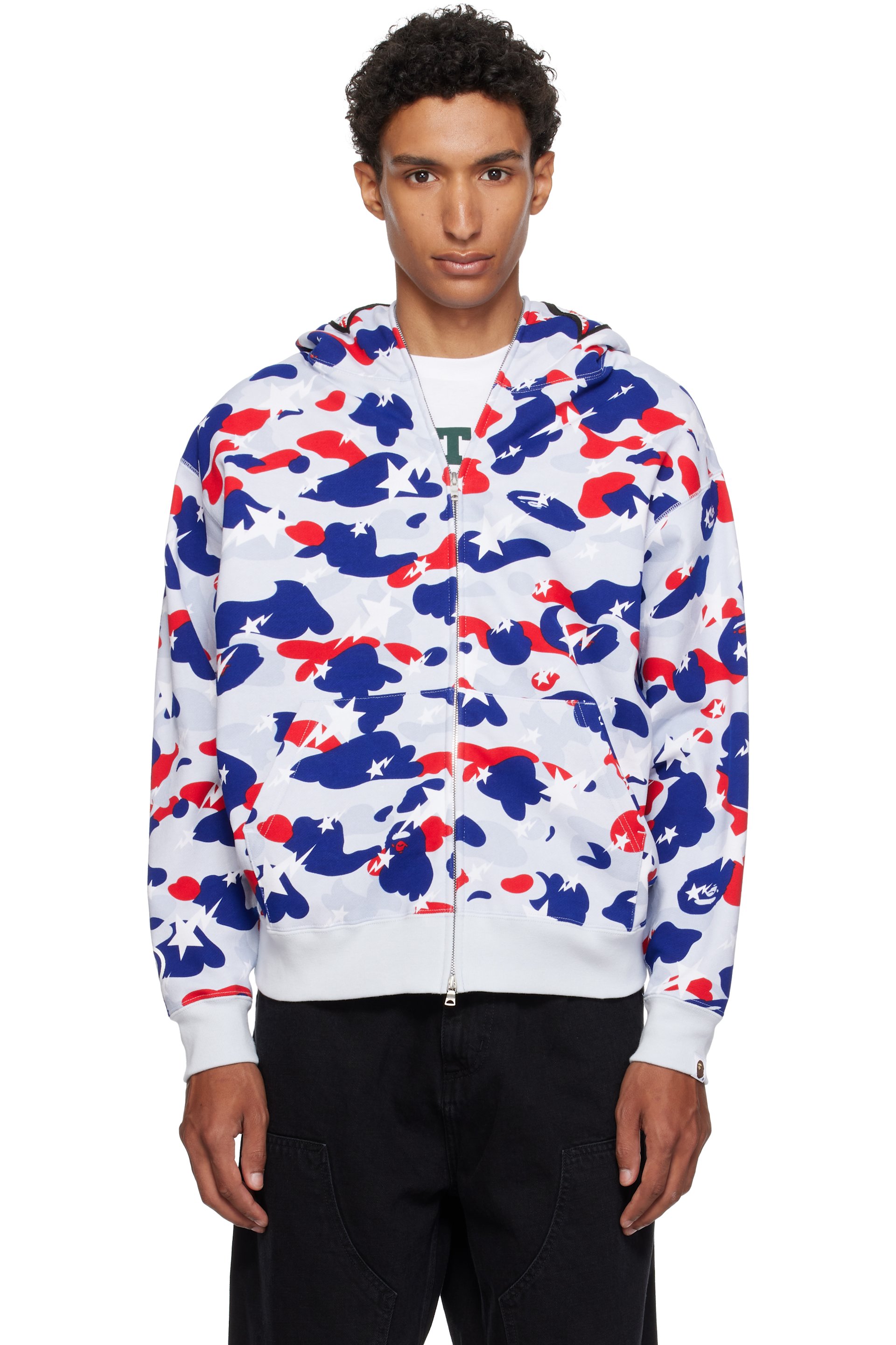 BAPE - 白色 & 蓝色 STA Strike Camo Shark Full Zip 连帽衫