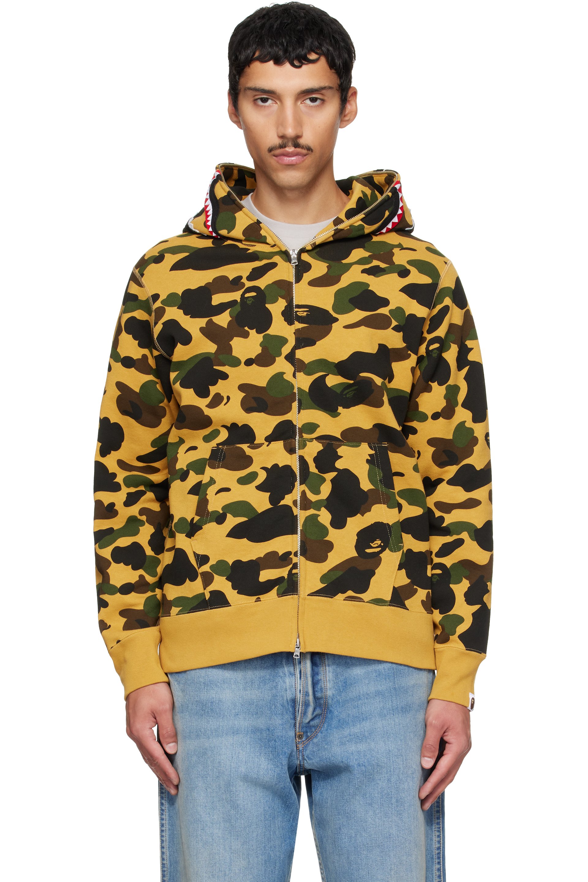 BAPE - Yellow 1st Camo Shark Full Zip Hoodie