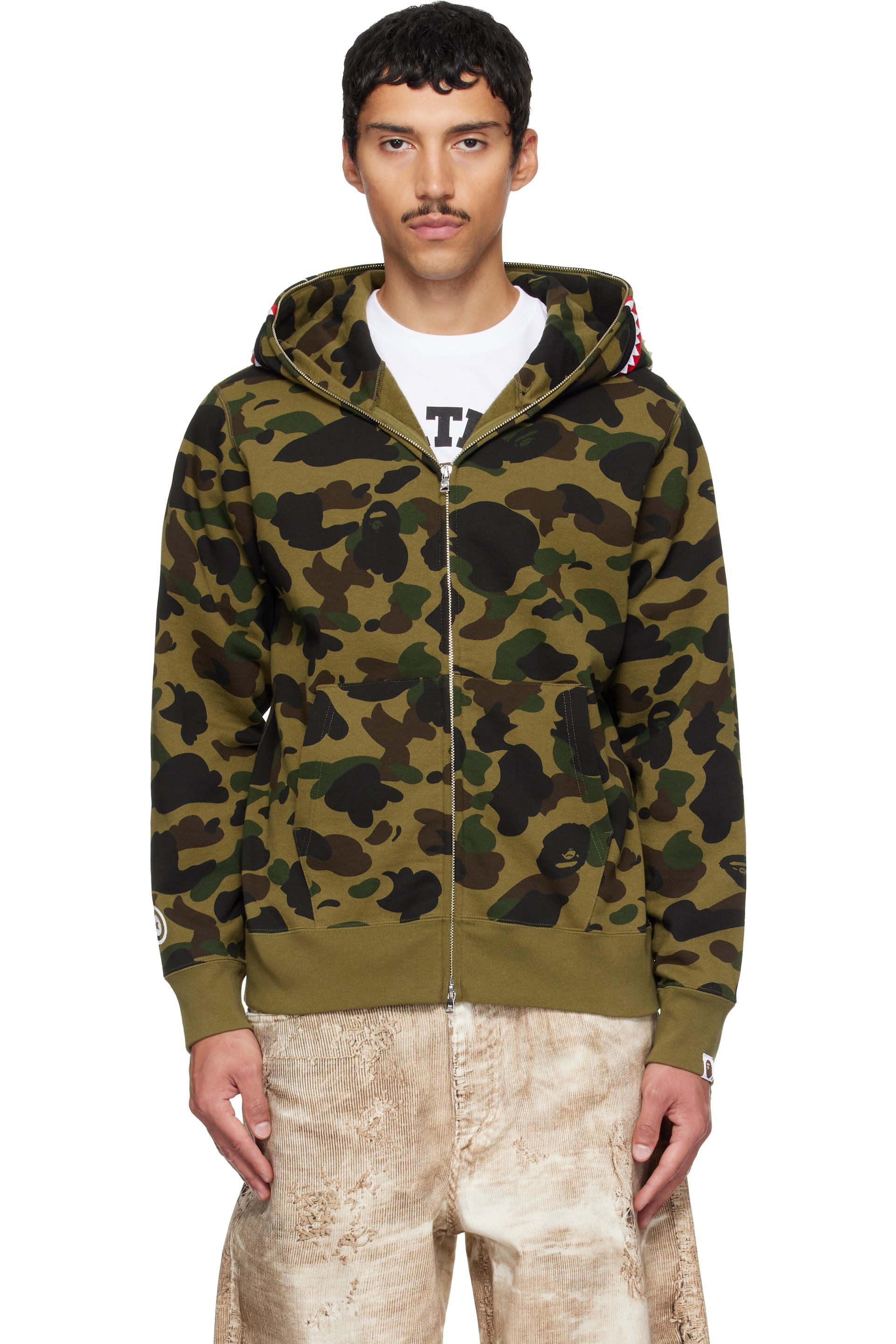 BAPE - Khaki 1st Camo Shark Full Zip Hoodie